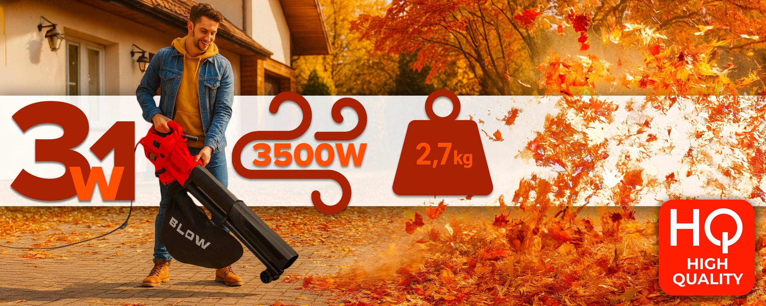 BLOWER LEAF VACUUM CLEANER ELECTRIC GARDEN SHREDDER 3500W 42L 3IN1 Packaging status original