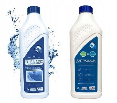 BLUE MAGIC POOL CHEMISTRY SET 1L azure water effect + ANTIGLONE 1L Kind anti-algae agent