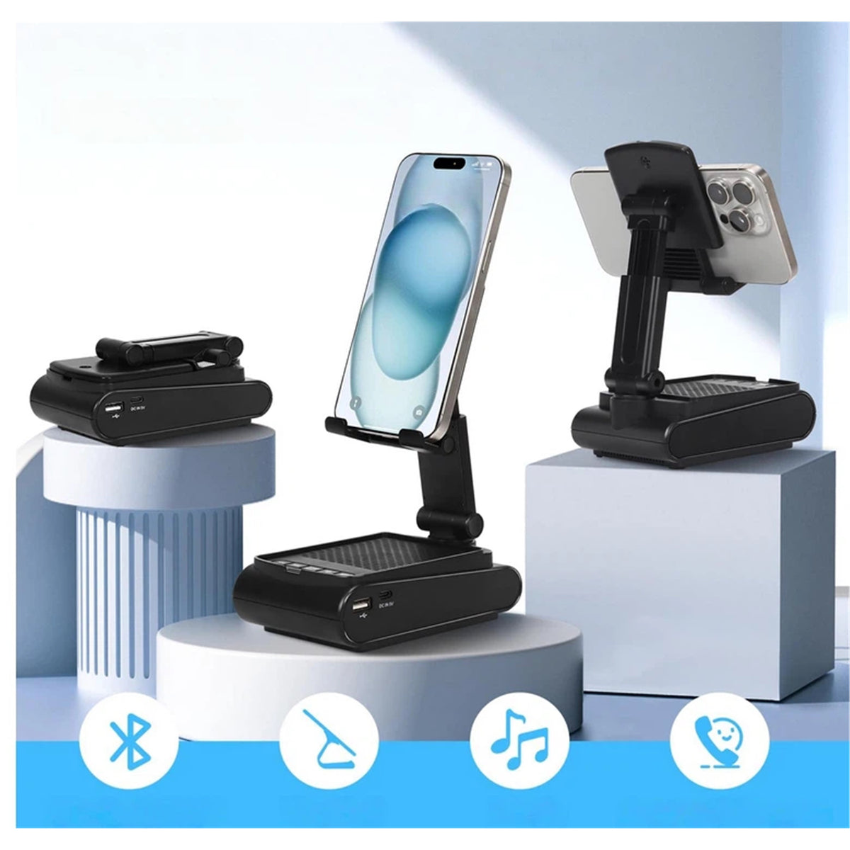 BLUETOOTH 51 SPEAKER WITH ROTATING PHONE HOLDER ADJUSTABLE ANGLE Model DZ1163-DZ1163