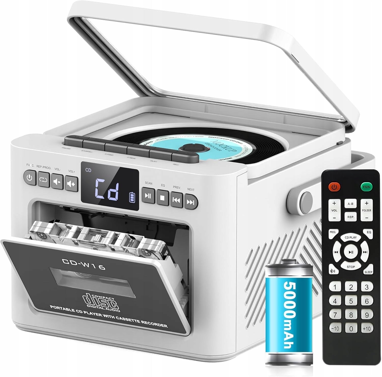 BLUETOOTH CD PLAYER + CASSETTE RADIO FM DISCMAN MP3 AUX SPEAKERS Packaging status original
