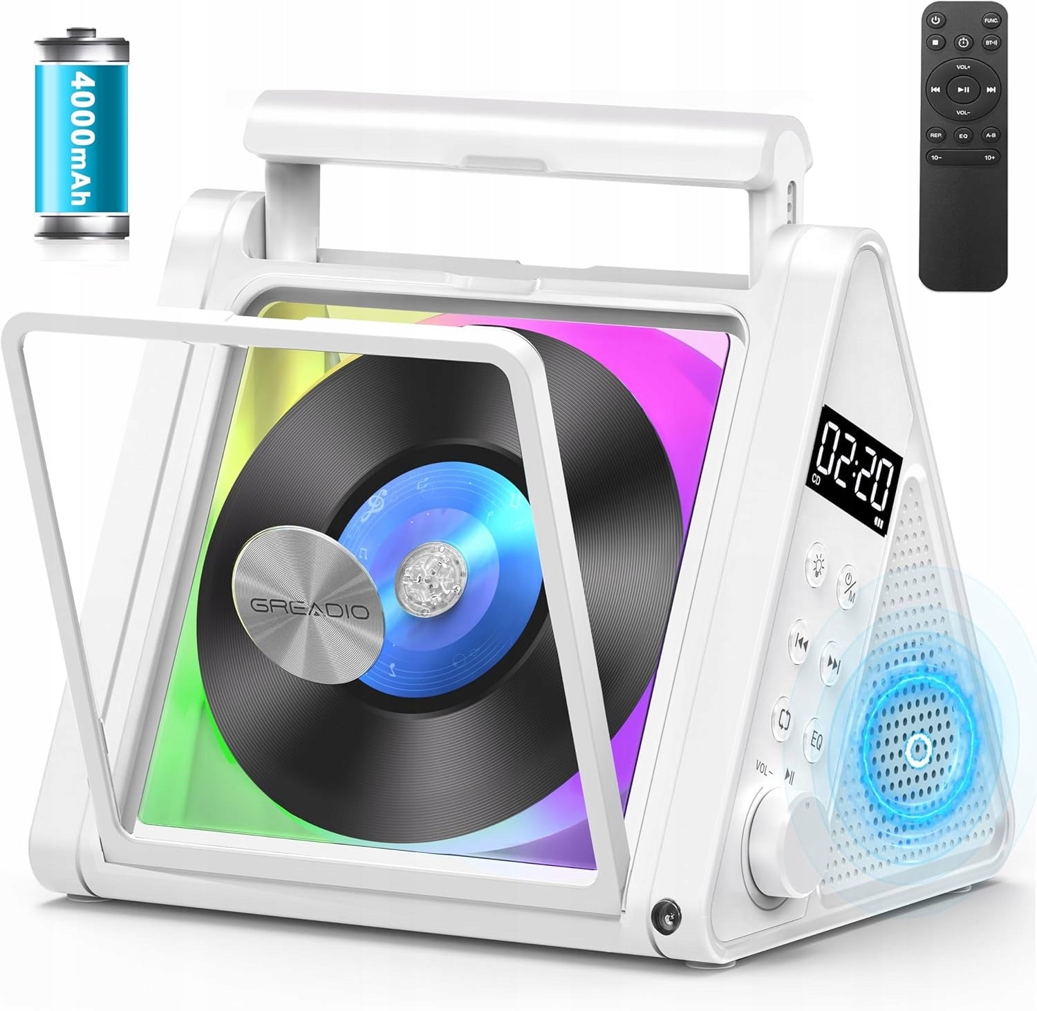 BLUETOOTH CD PLAYER PORTABLE RADIO FM DISCMAN MP3 SPEAKERS RGB 6-COLOR Packaging status original