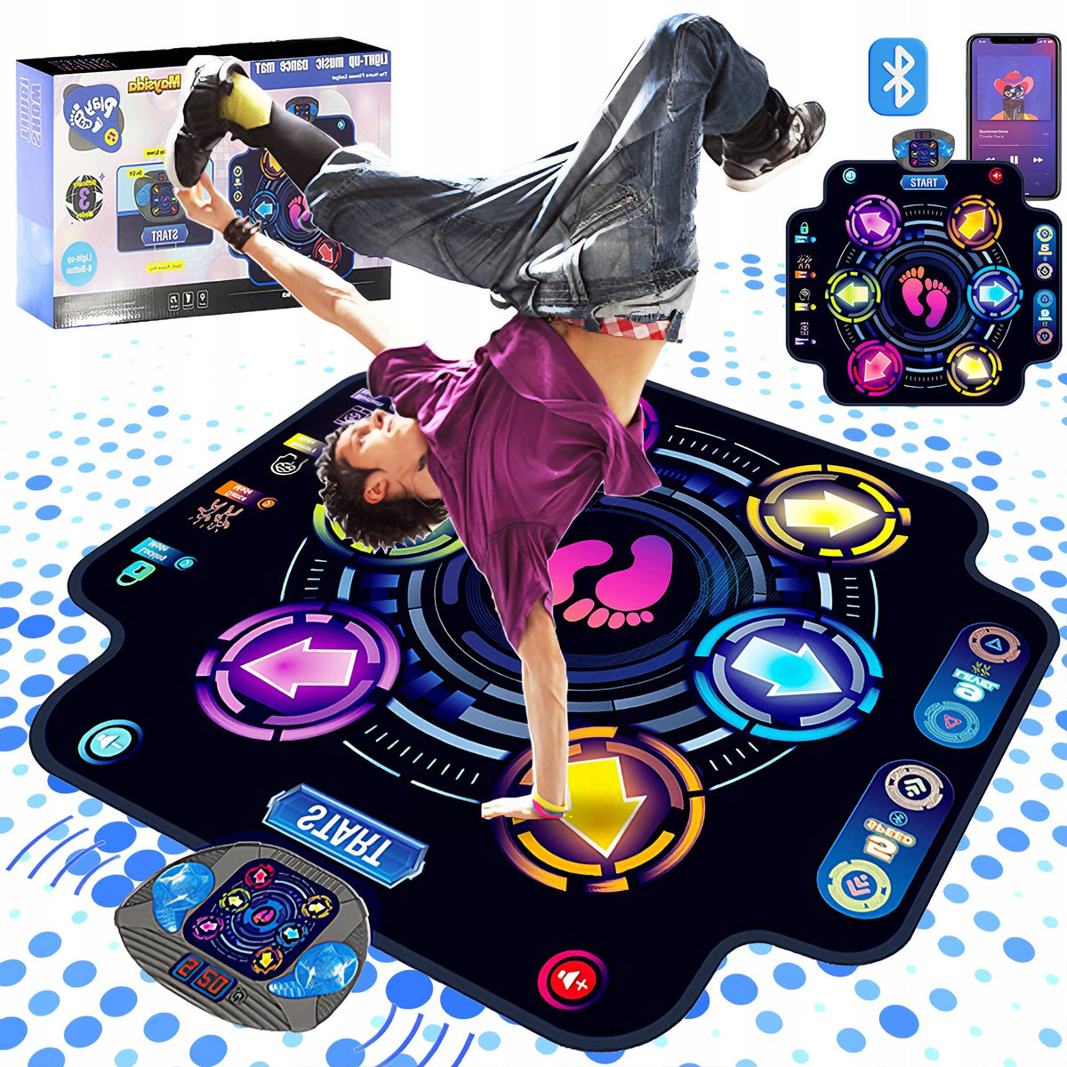 BLUETOOTH DANCE MAT SAFE VINYL 5 SPEED MODES FOR GIFT