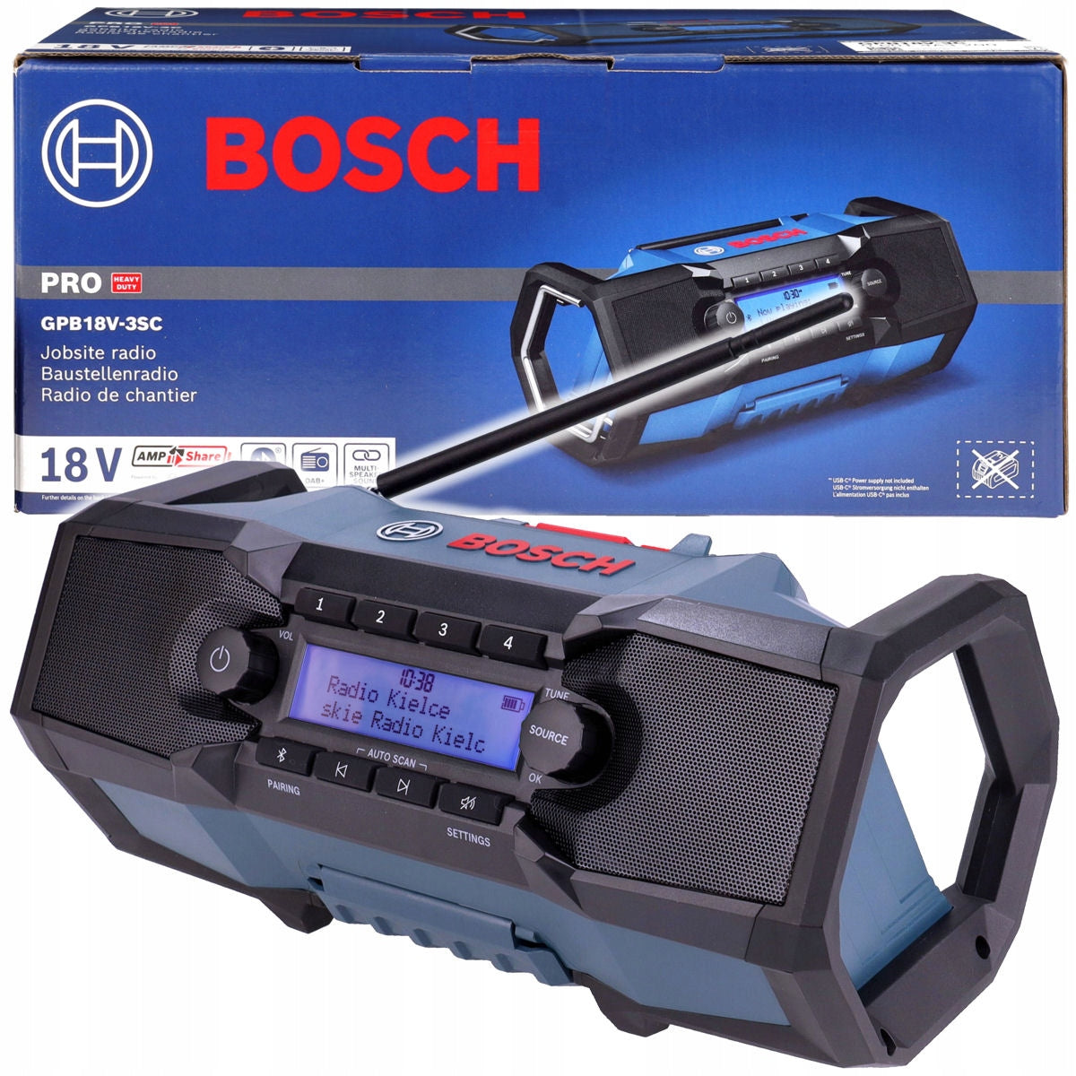 BLUETOOTH RADIO POWERBANK CHARGER 18V 230V DAB+ GPB 18V-3 SC BOSCH