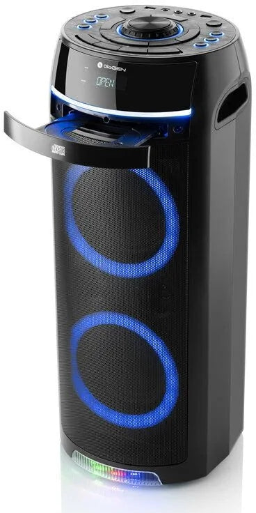 BLUETOOTH SPEAKER PORTABLE KARAOKE MICROPHONE RADIO FM CD LCD LED LIGHTS Brand GoGEN
