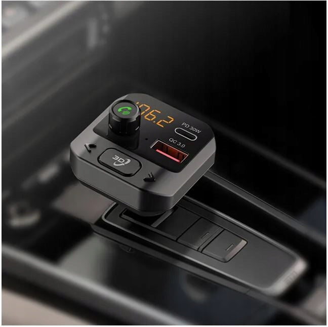 BLUETOOTH TRANSMITTER FM CAR CHARGER STRONG BASS FM USB-C PD QC3.0 Manufacturer code 74-175#