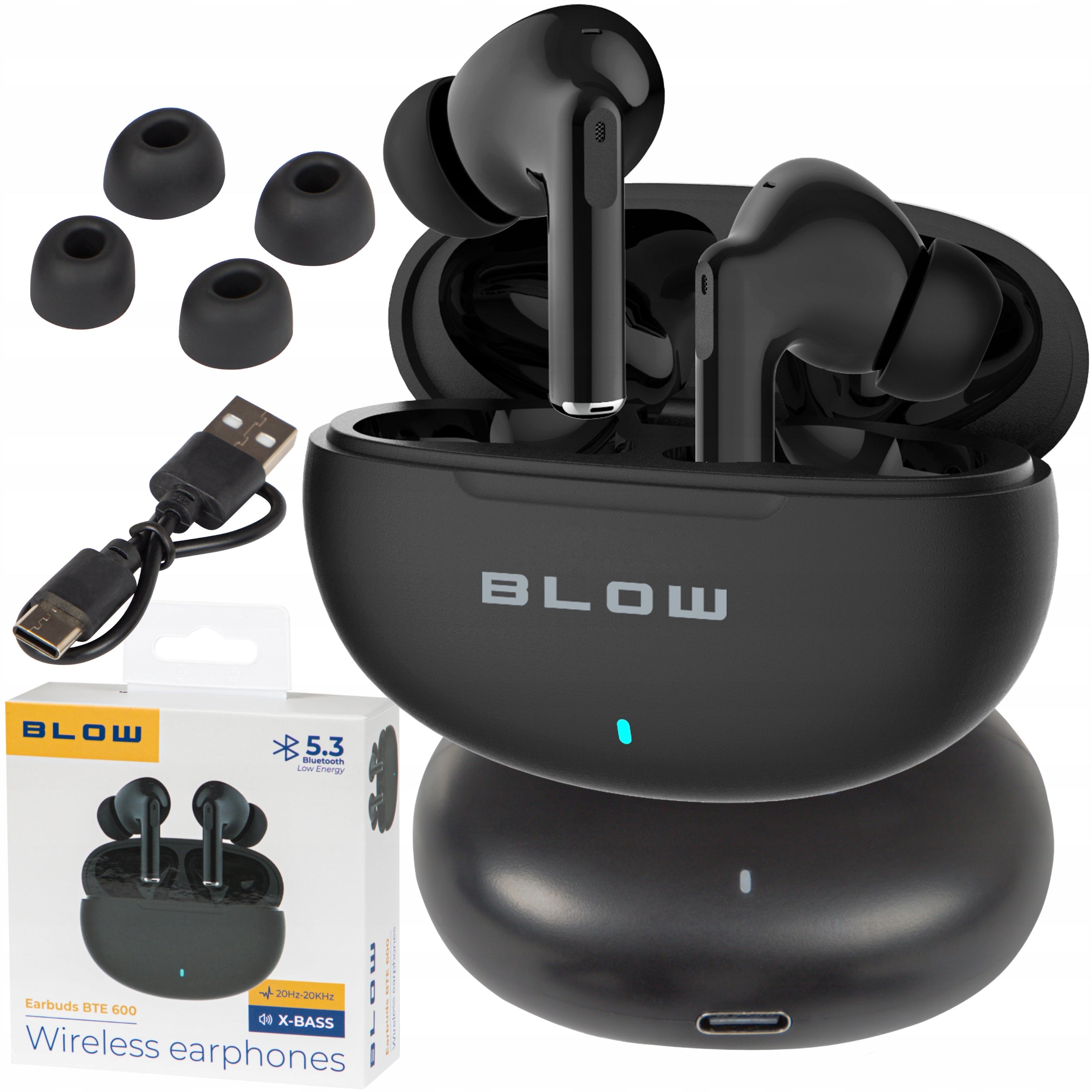 BLUETOOTH WIRELESS EARBUDS WITH GAMING MICROPHONE POWERBANK Packaging status original