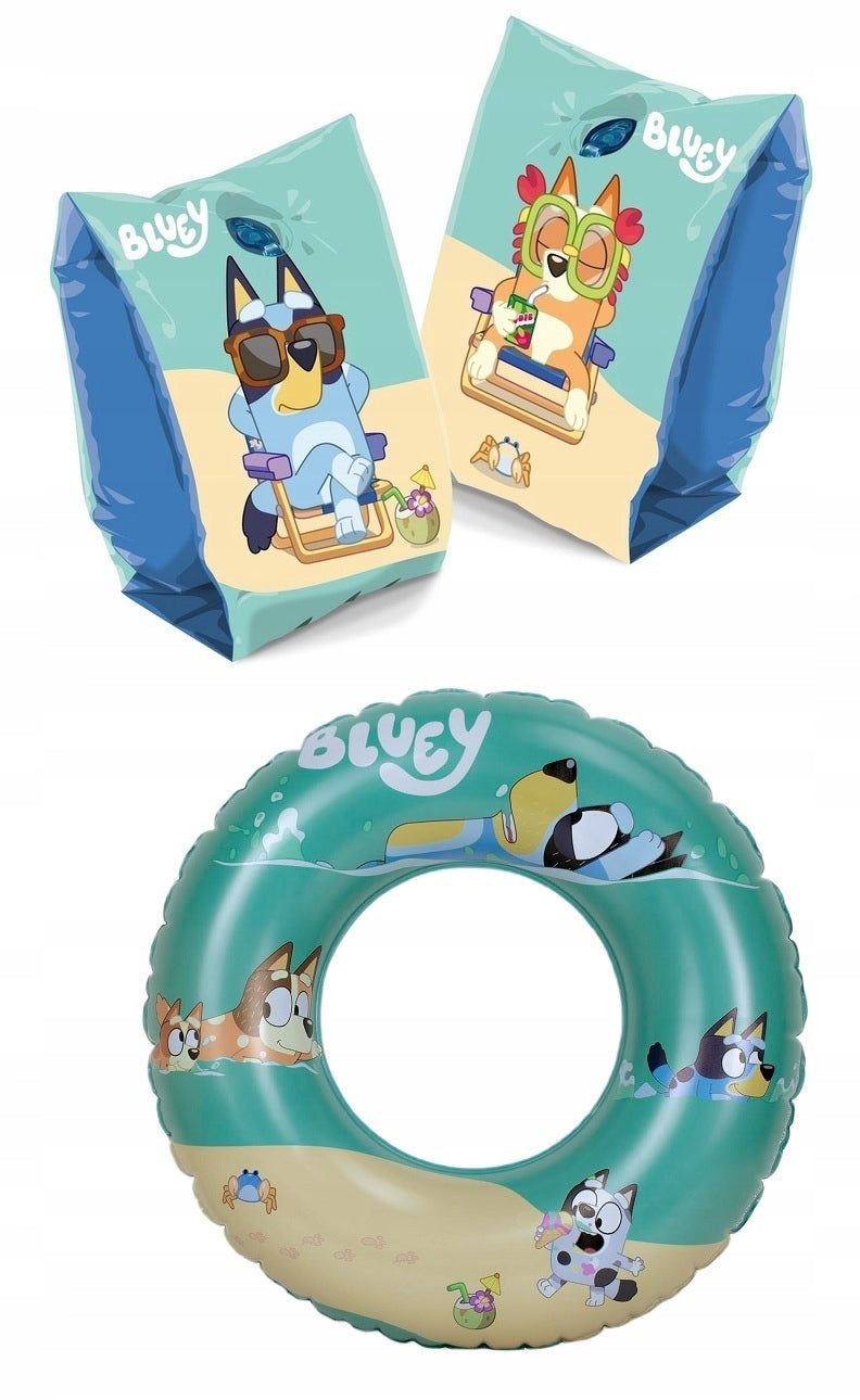 BLUEY AND BINGO DOG SWIMMING SET SLEEVES BUTTERFLY CIRCLE FOR POOL BEACH