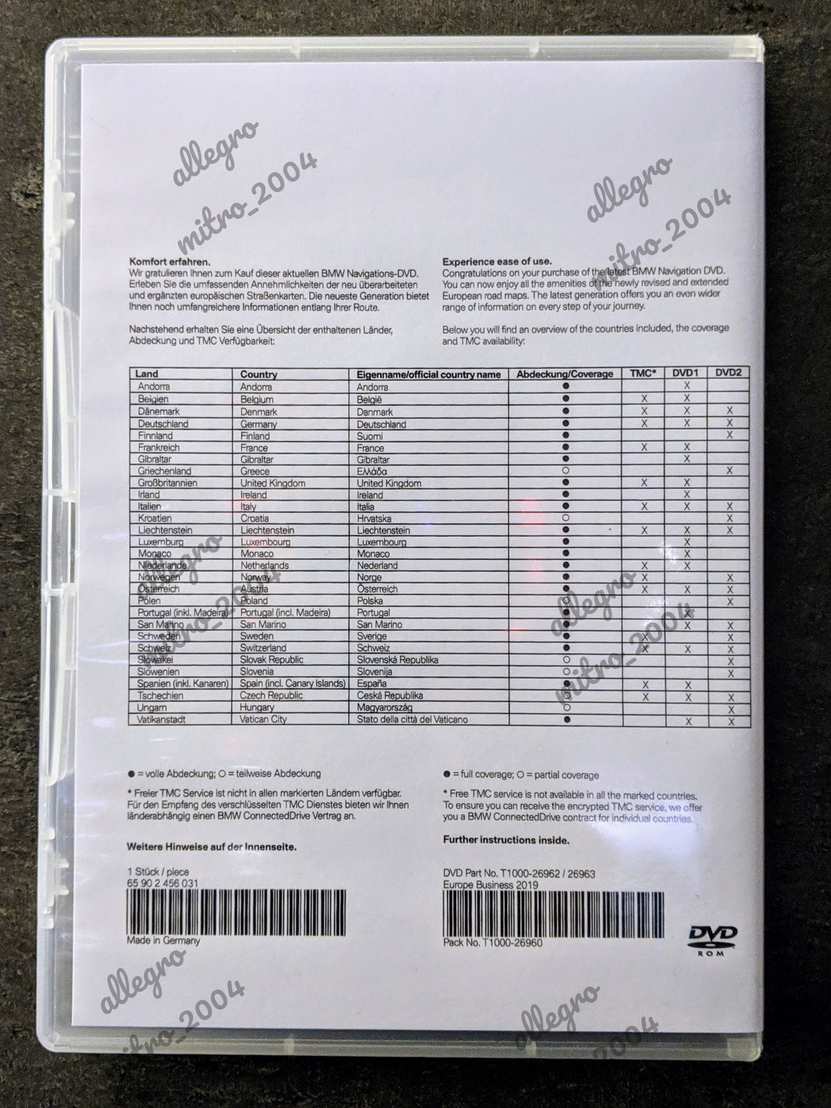 BMW BUSINESS 2019 E90 E91 X5 X6 E60 navigation map EAN (GTIN) 4251194890090