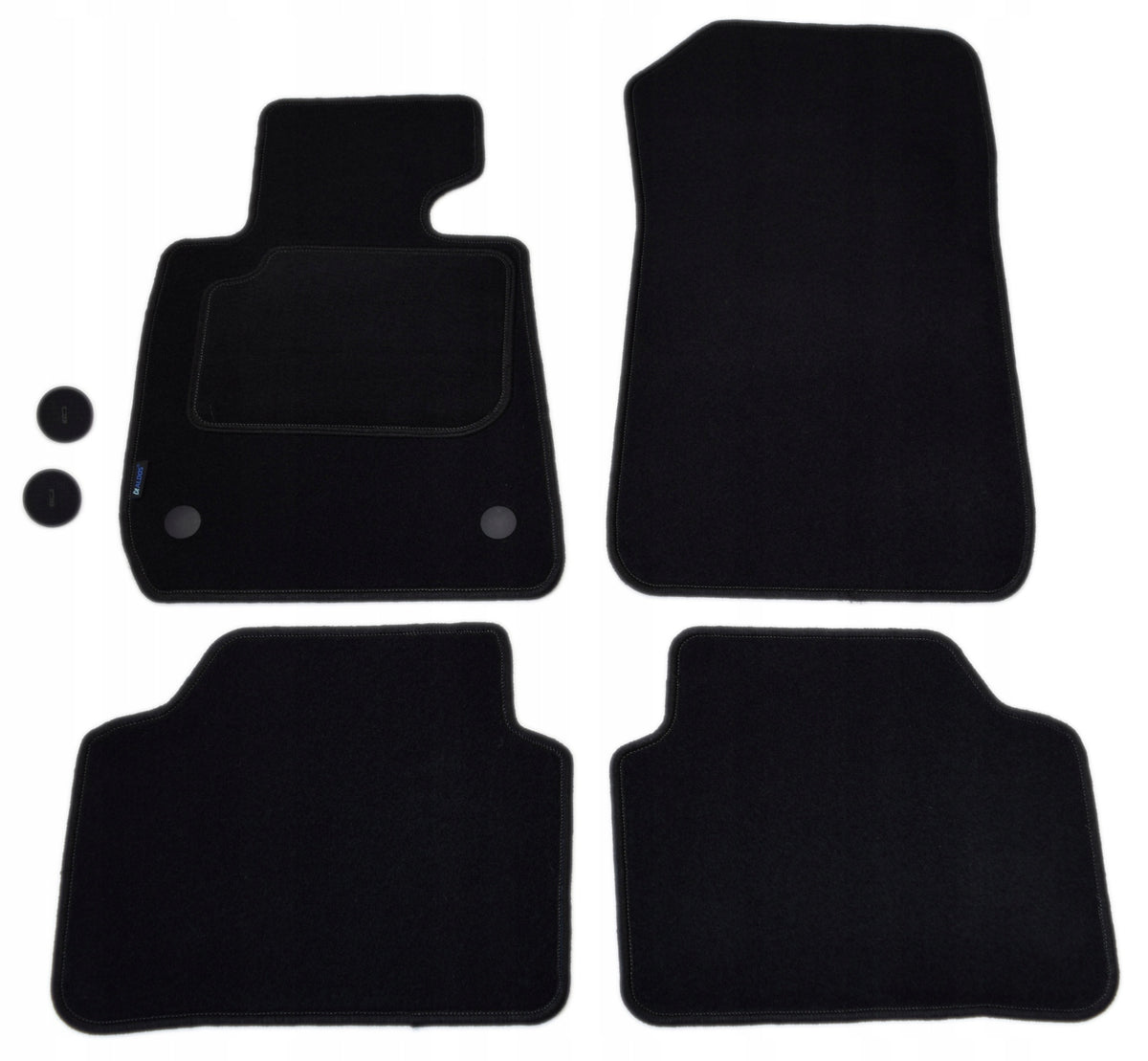BMW E90/E91 2005-2012r.+RZEP Black Velour Rugs - Aldos. Silver PC