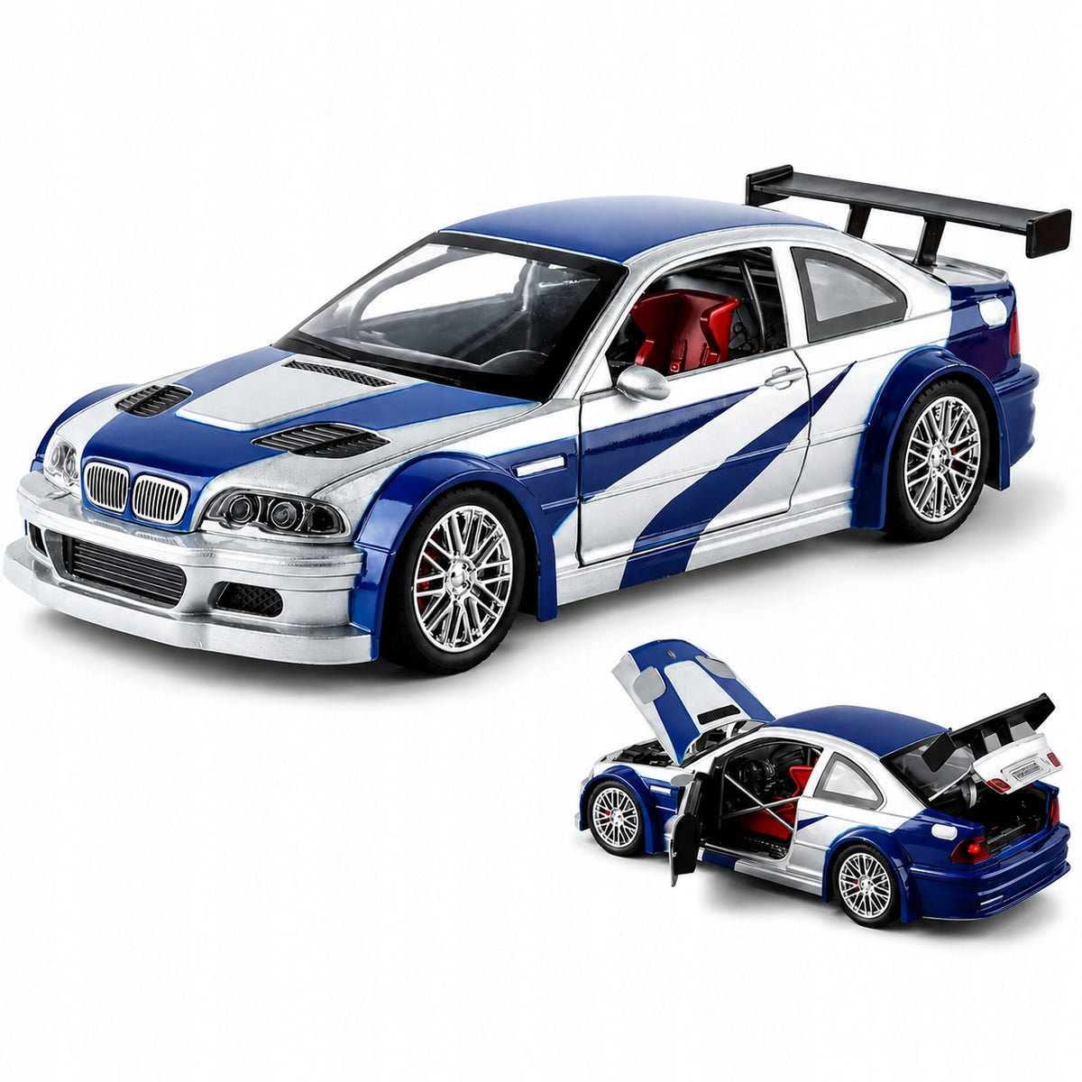 BMW M3 GTR E46 1:24 Most Wanted Metal Auto LED Sound Model Gift