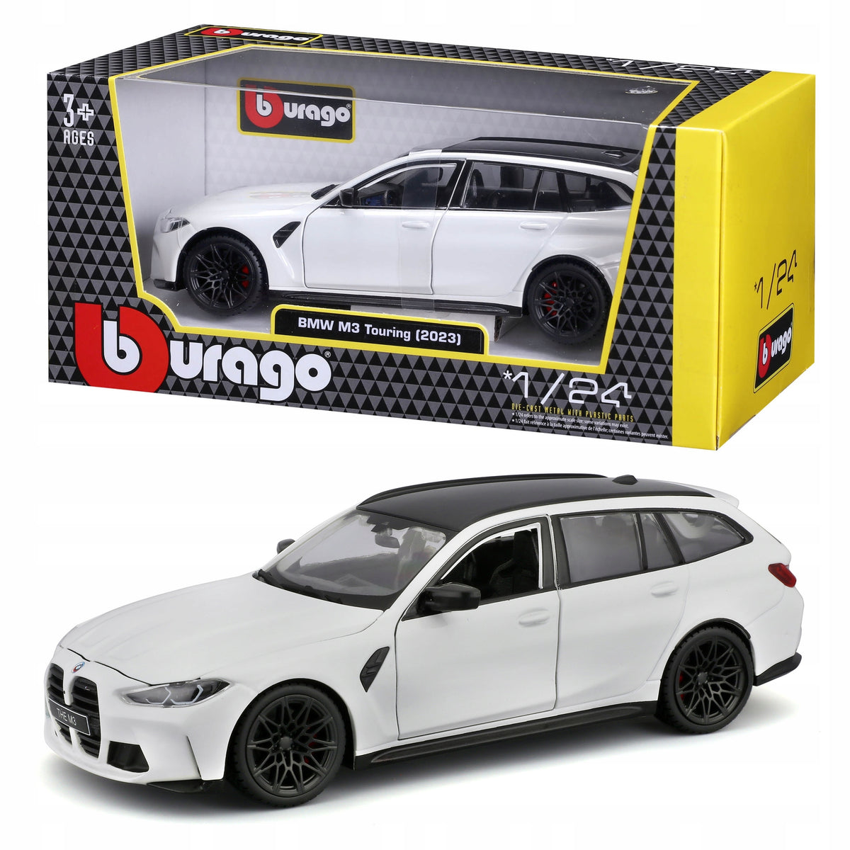 BMW M3 Touring 2023 G81 WHITE STATION WAGON 1:24 MODEL BBURAGO 18-21112WT