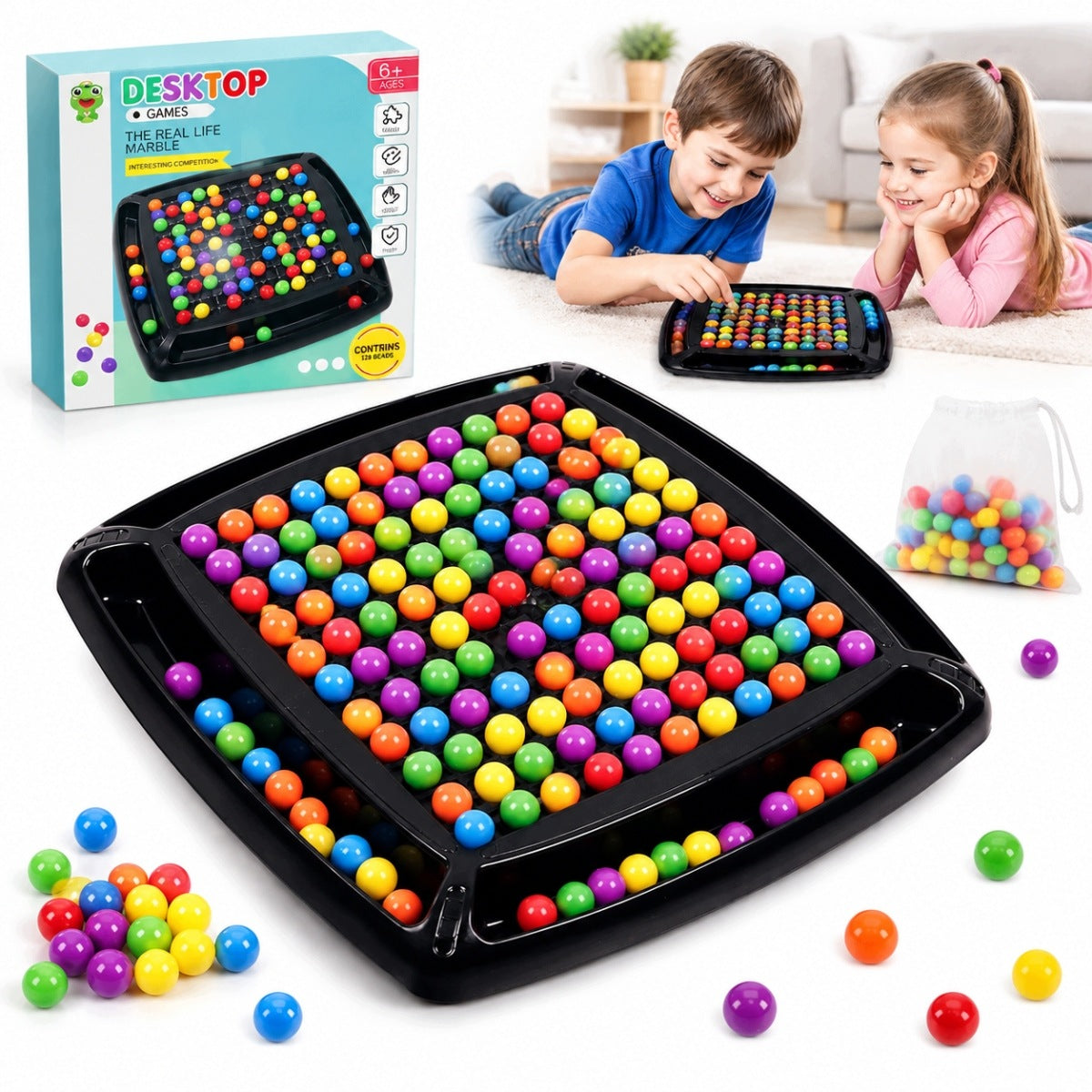 BOARD GAME CHESSBOARD DUAL DUEL 120 RAINBOW BALLS 13,5MM 2-4 PLAYERS