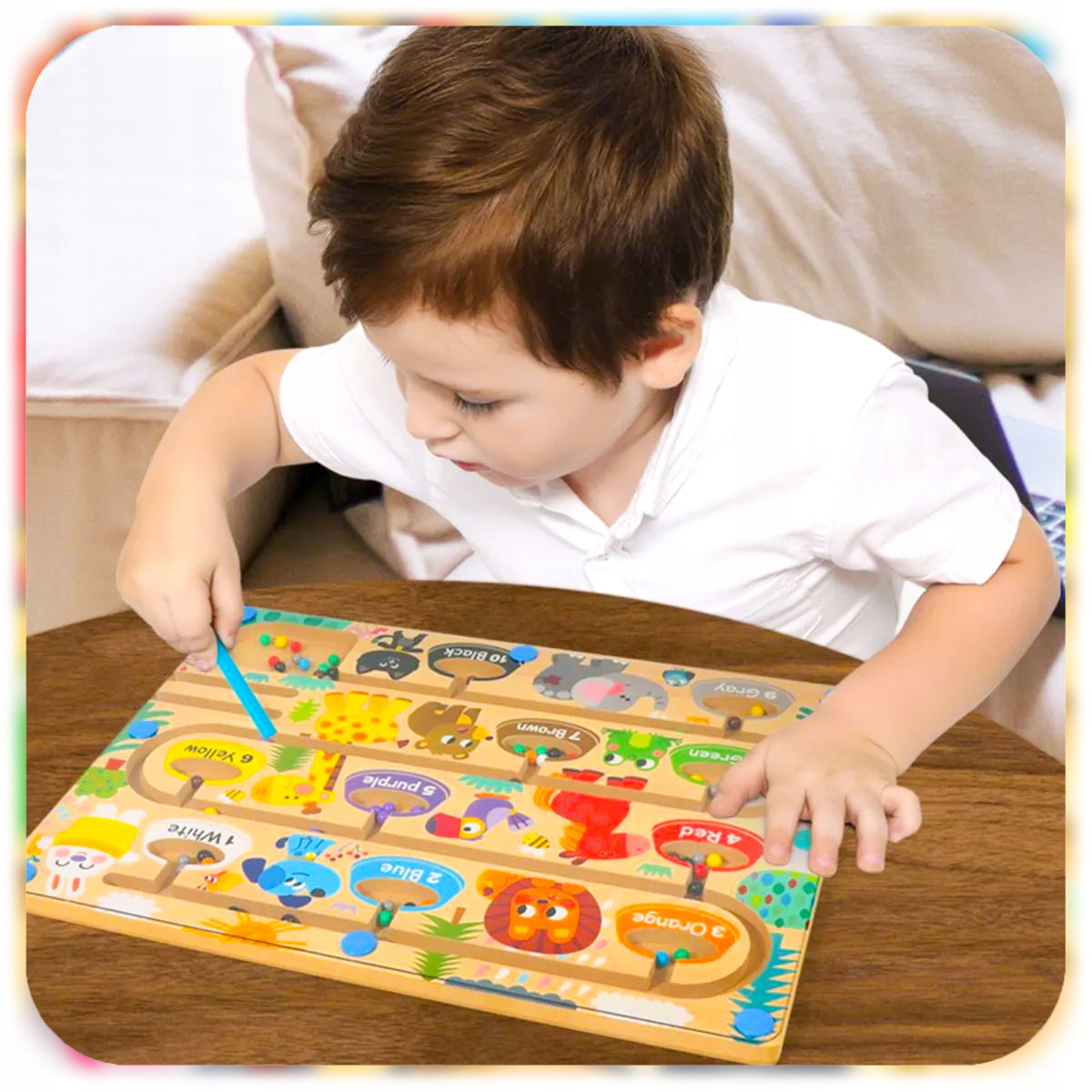 BOARD LEARNING COUNTING AND COLORS MAGNETIC MAZE WOODEN MONTESSORI Packaging status original