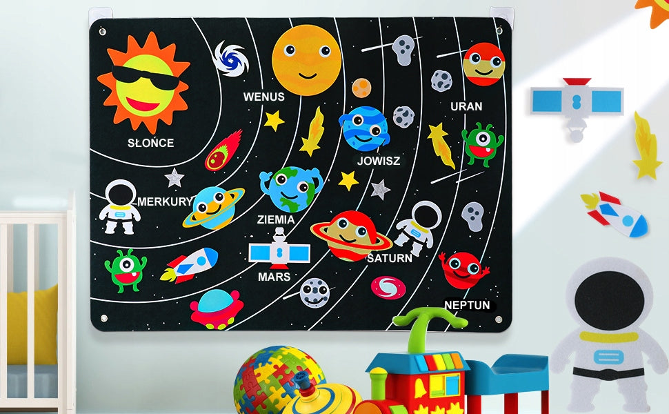BOARD MAT EDUCATIONAL BOARD FELT FOR CHILDREN SOLAR SYSTEM Polish Packaging status original