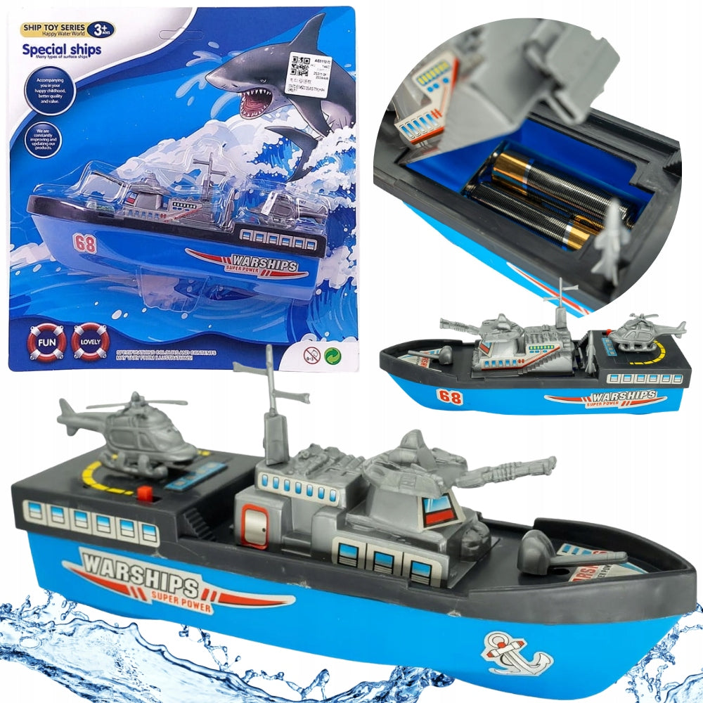 BOAT WATER SHIP BATTERY OPERATED BATHTUB 21CM SWIMS ON WATER