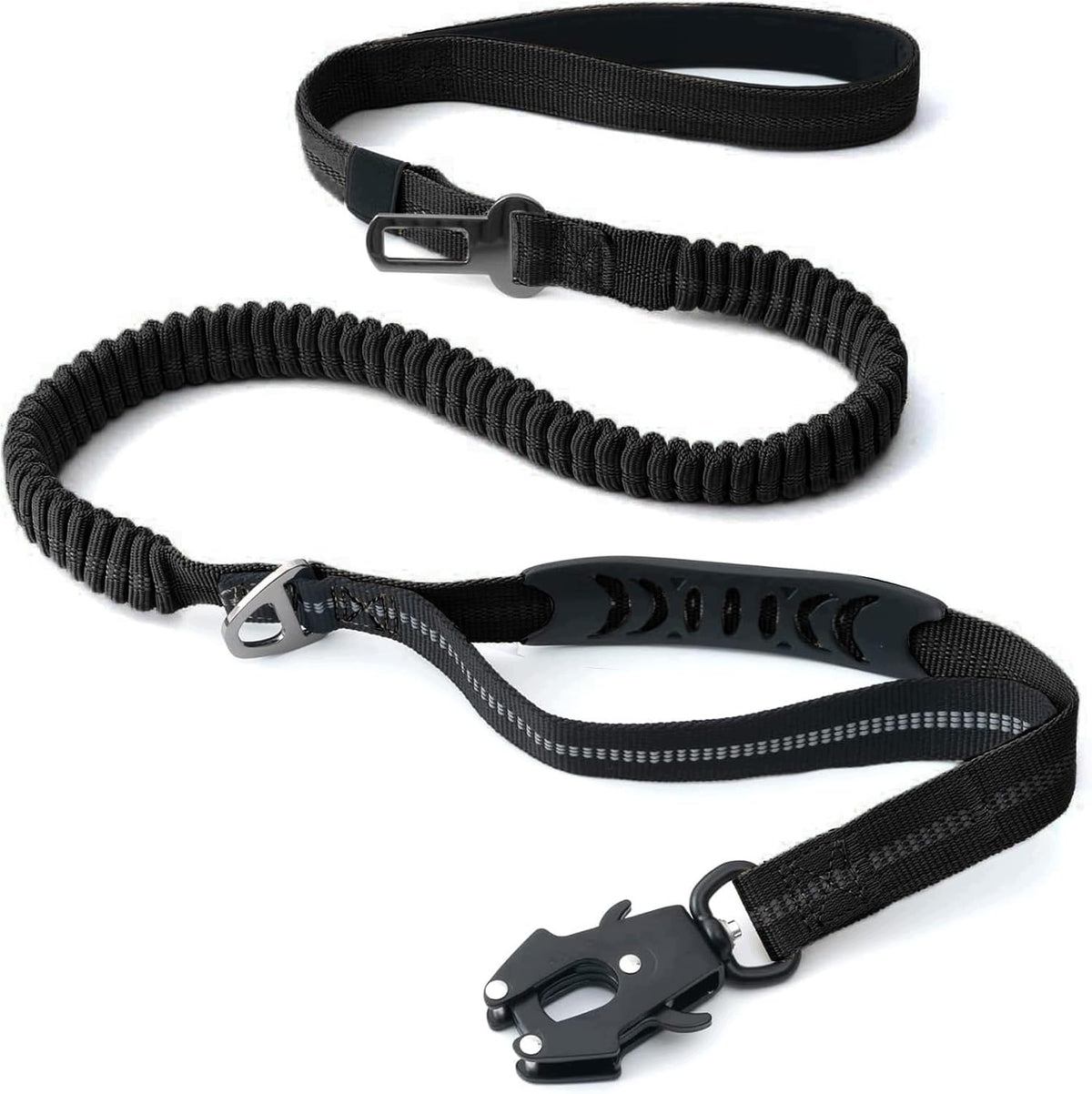 BOJLY Dog Leash Bungee 1,2-1,8 m Tactical Reflective Black