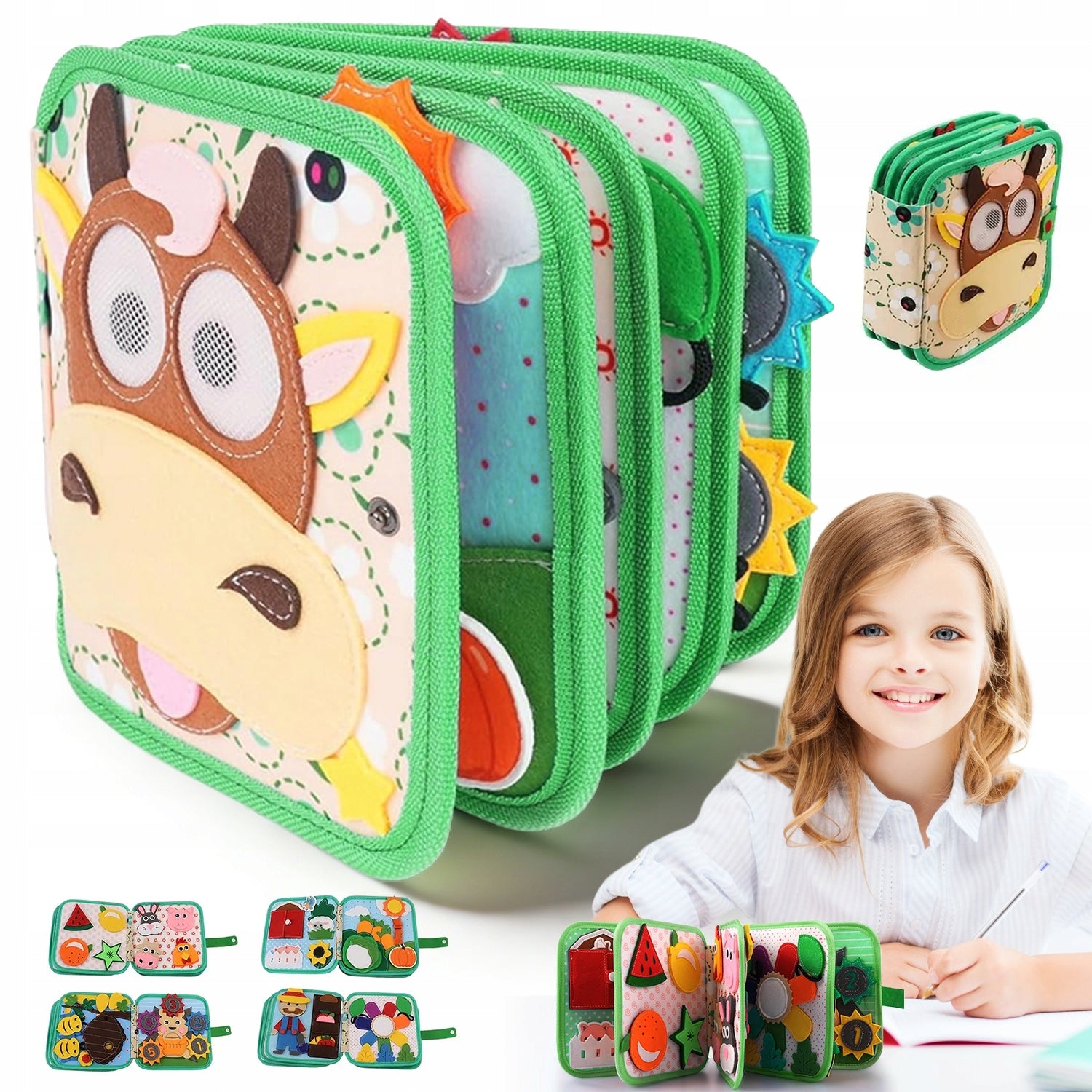 BOOK INTERACTIVE FELT EDUCATIONAL 10 PAGES CREATIVE TOY CHILDREN