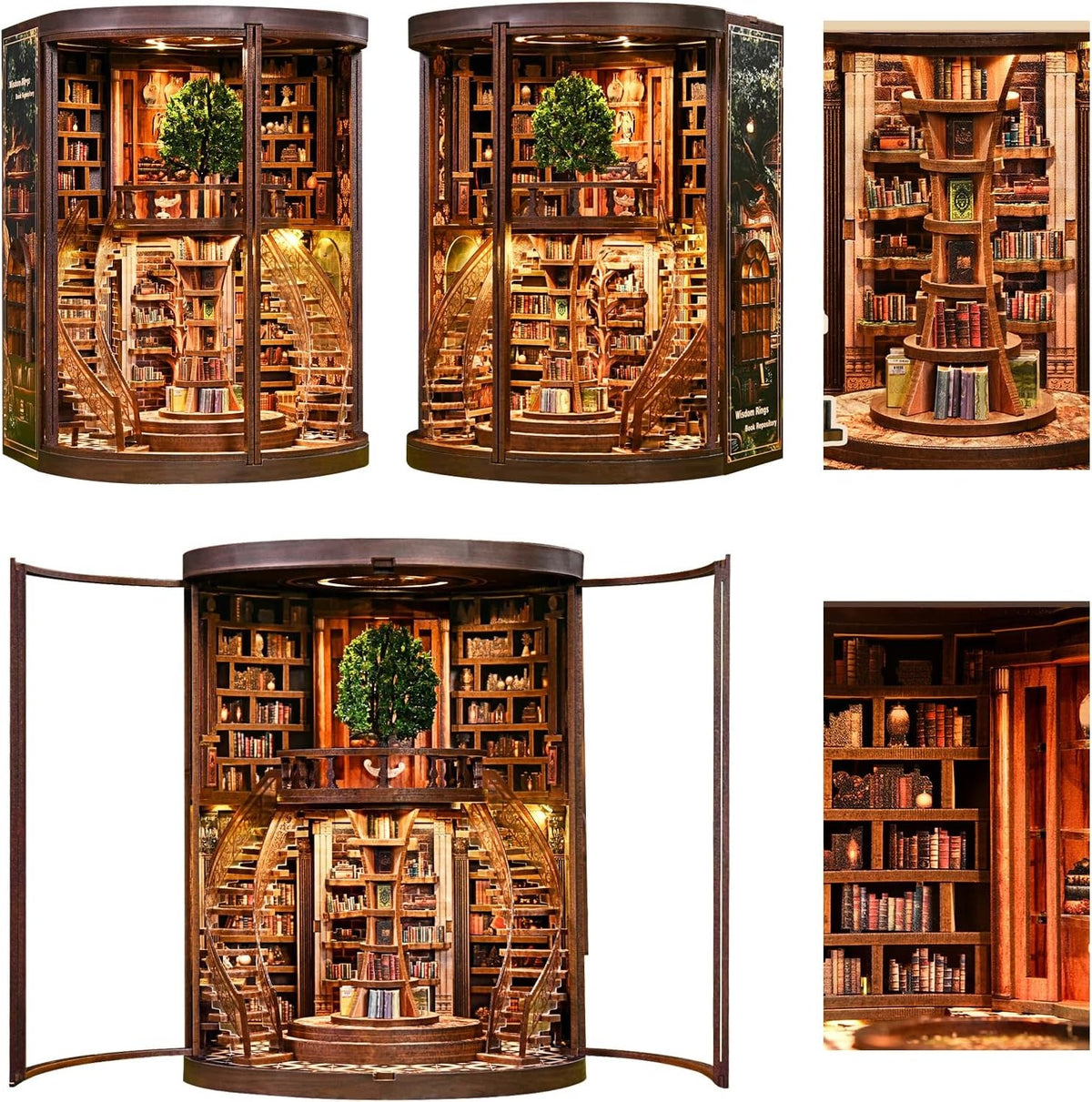 BOOK NOOK SET WOODEN DOLLHOUSE 3D MINIATURE DOLLHOUSE