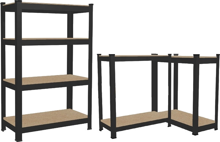 BOOKCASE 4-LEVEL WAREHOUSE GARAGE BLACK METAL 150x70x30 LIFTING CAPACITY SHELVES 150kg Manufacturer code GWI0582
