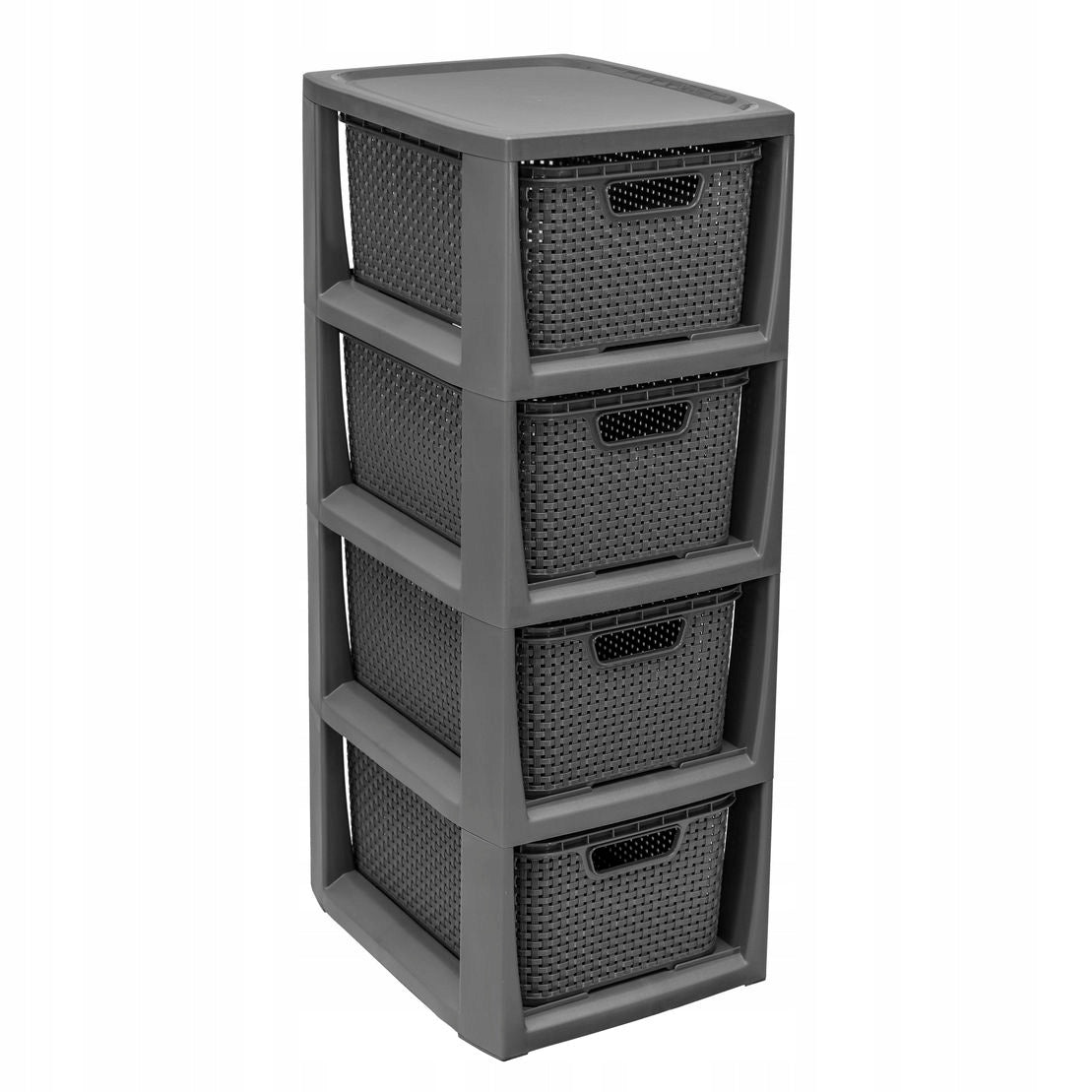 BOOKCASE CHEST OF DRAWERS BATHROOM SHELF WITH 4 BASKETS RATTAN BRANQ 1726 A