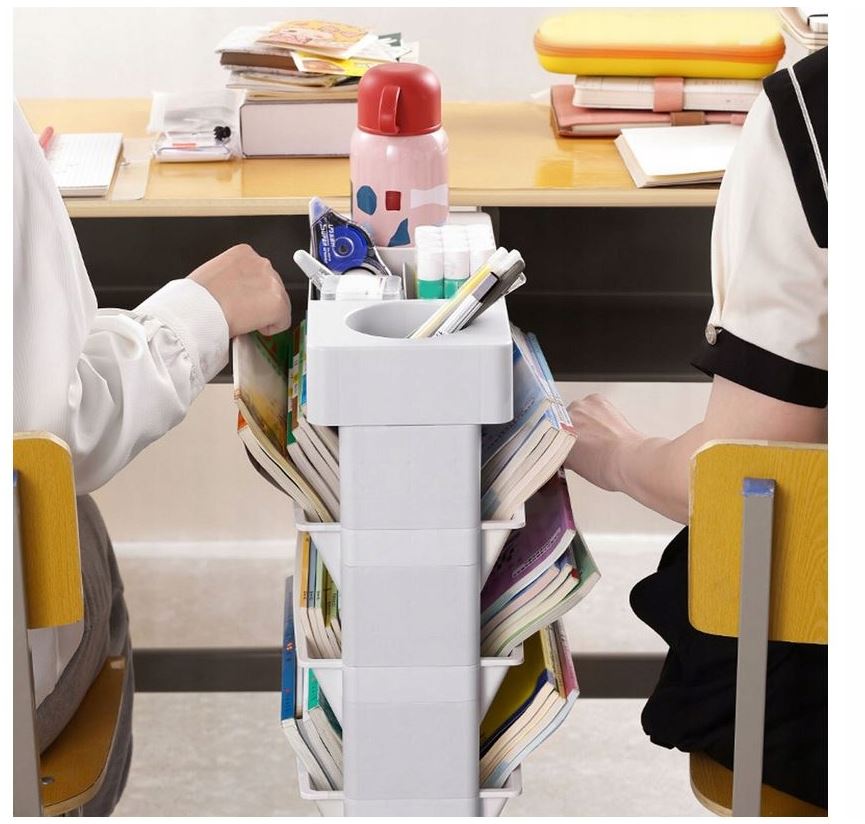 BOOKCASE ON WHEELS DESK TROLLEY BOOK ORGANIZER 5 LEVELS WHITE Manufacturer code REGAŁ NA KÓŁKACH RK-35