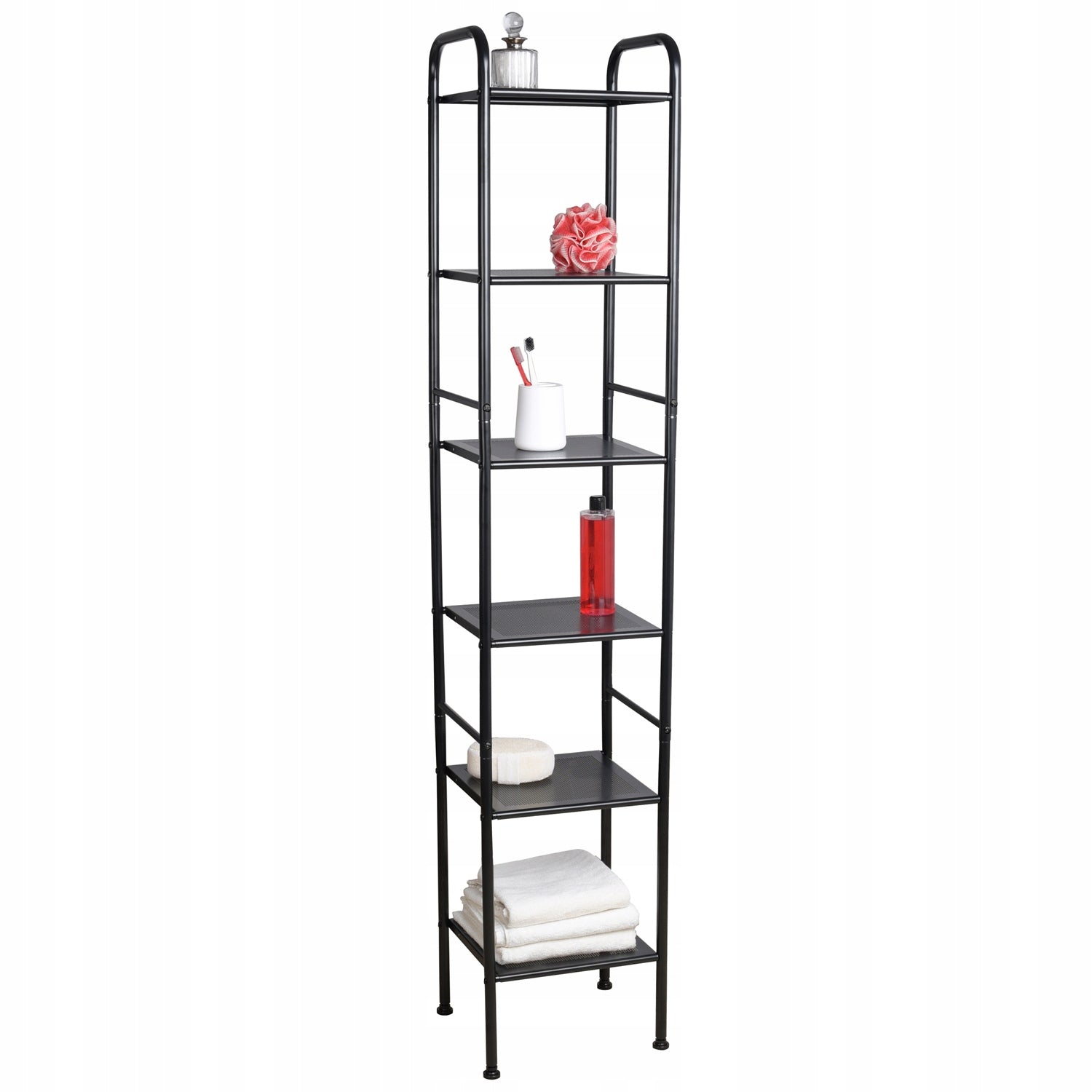 BOOKCASE Shelf BATHROOM CABINET POST 6 SHELVES MAT STEEL METAL BLACK