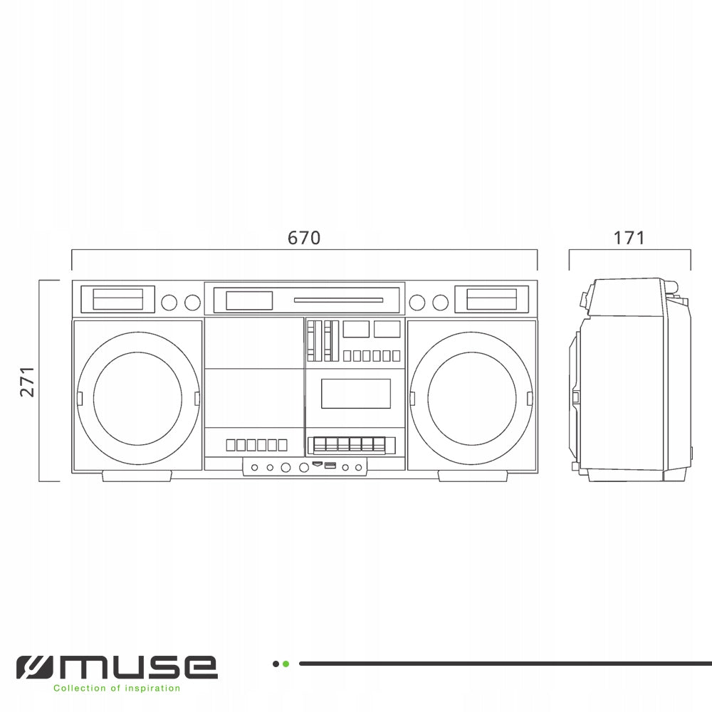 BOOMBOX RADIO PLAYER MUSE CD PLAYER AUX SD BLUETOOTH TAPE RECORDER USB Packaging status original