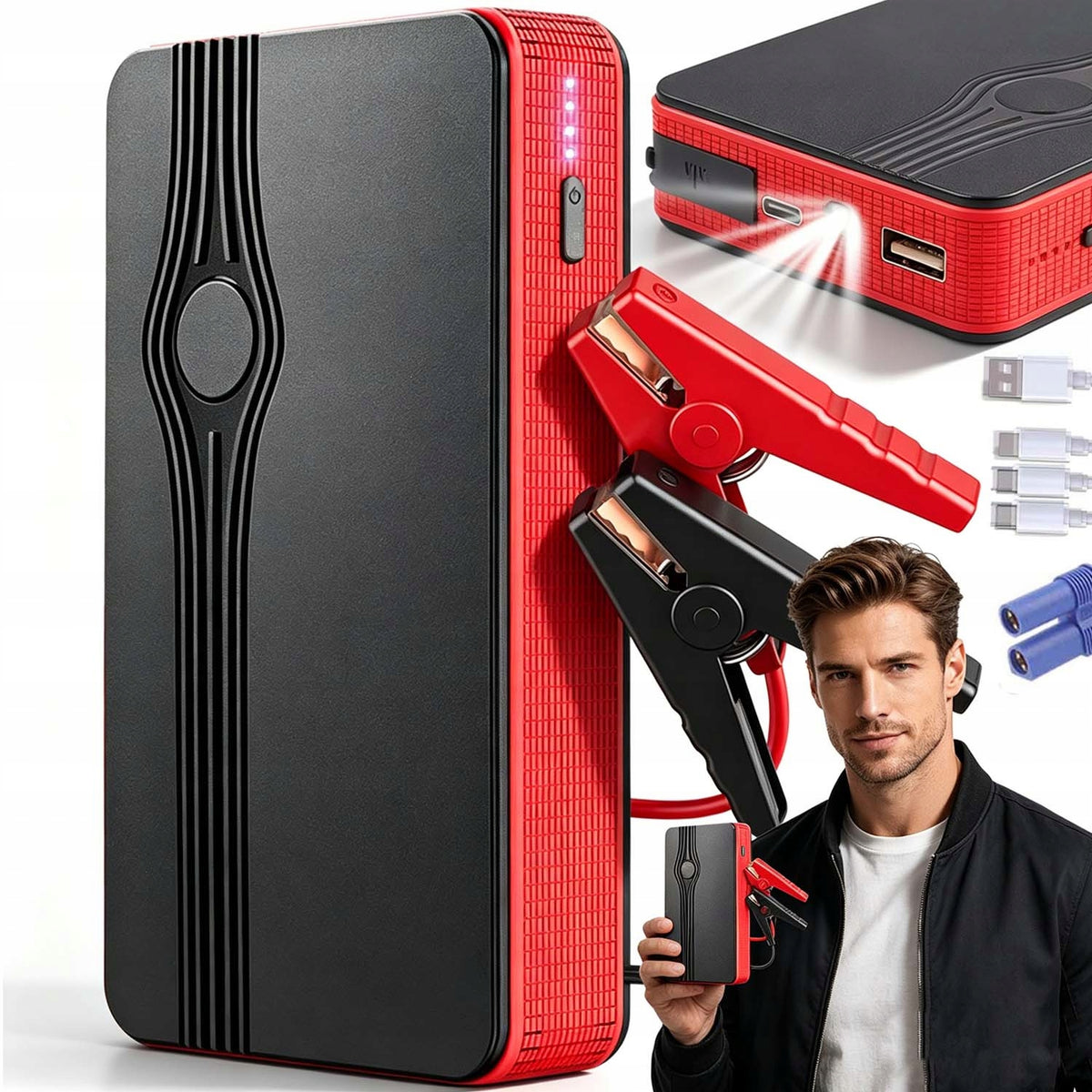 BOOSTER ROZRUCH POWERBANK 30000MAH JUMP STARTER INTELIGENTNY ROZRUSZNIK