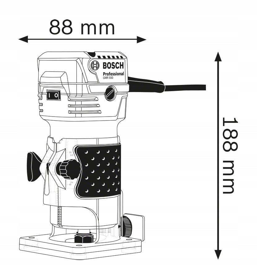 BOSCH EDGE MILLING MACHINE GKF 550 550W + ACCESSORIES Supply voltage 230 V