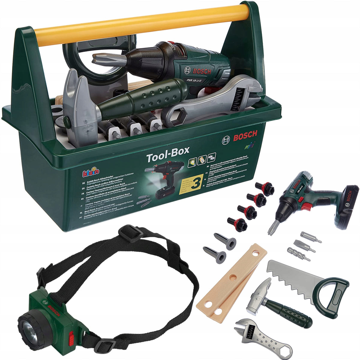 BOSCH KIDS TOOL BOX HEADLAMP SCREWDRIVER SET