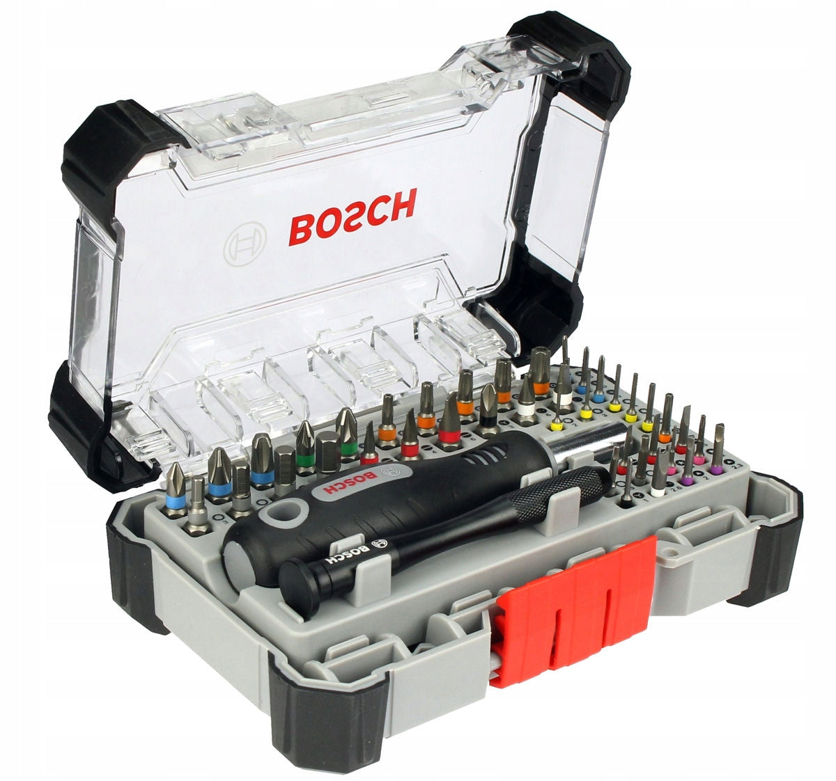 BOSCH - SET OF 43 BITS WITH TWO SCREWDRIVERS + FLEXIBLE EXTENSION CABLE Packaging status original