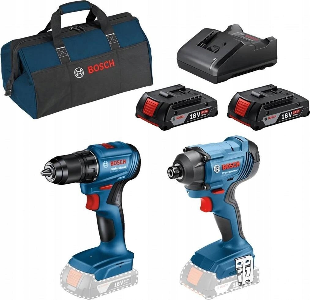 BOSCH Sada 18V AKU nářadí (GDR + GSR + 2x akumulátor 2 Ah, nabíječka, taška