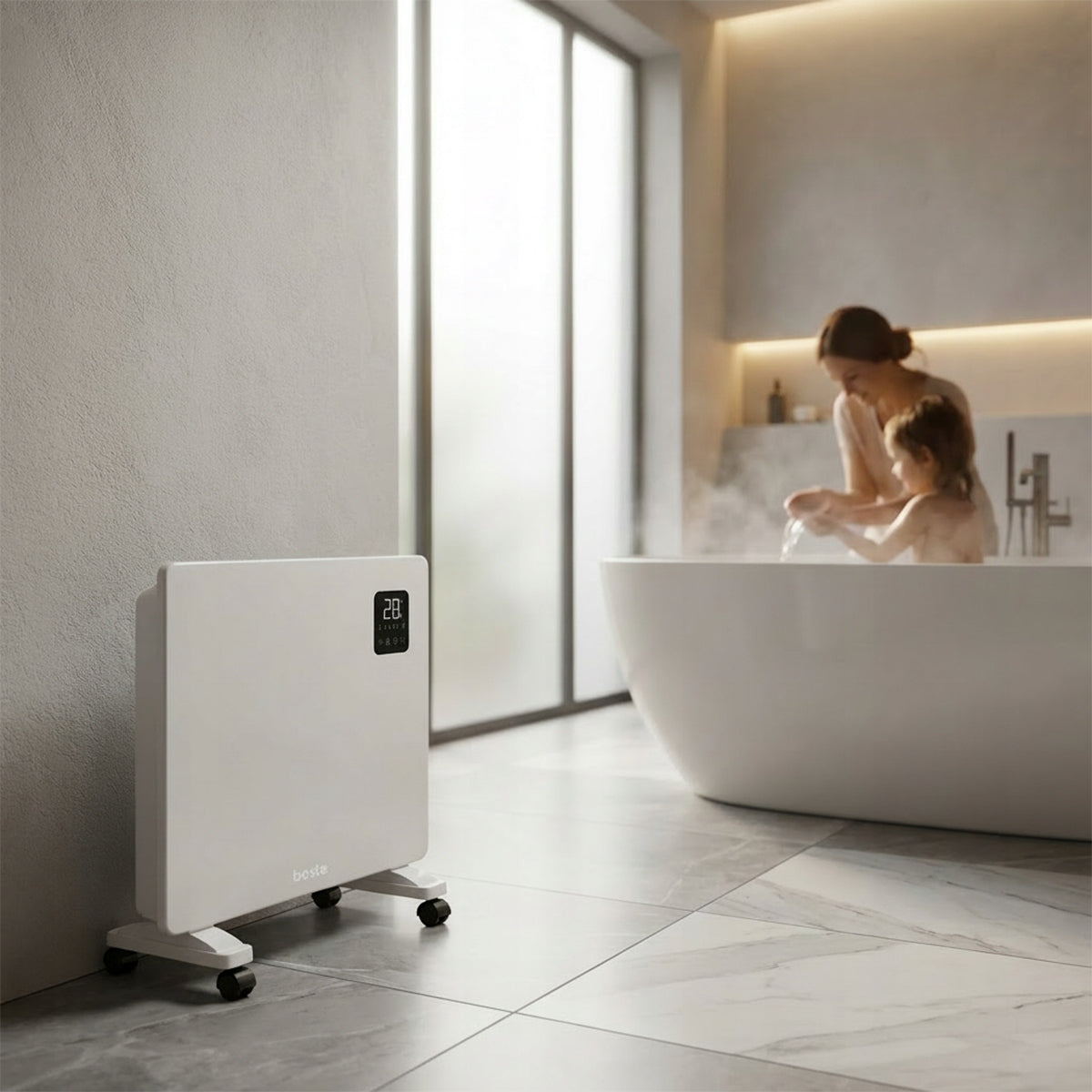 BOSTE ELECTRIC CONVECTOR HEATER ENERGY EFFICIENT FOR BATHROOM WIFI LED Packaging status original