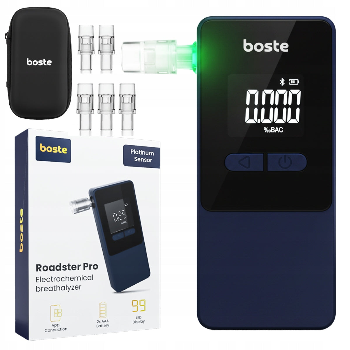 BOSTE ELECTROCHEMICAL BREATHALYZER PROFESSIONAL ACCURATE MOUTHPIECES APPLICATION