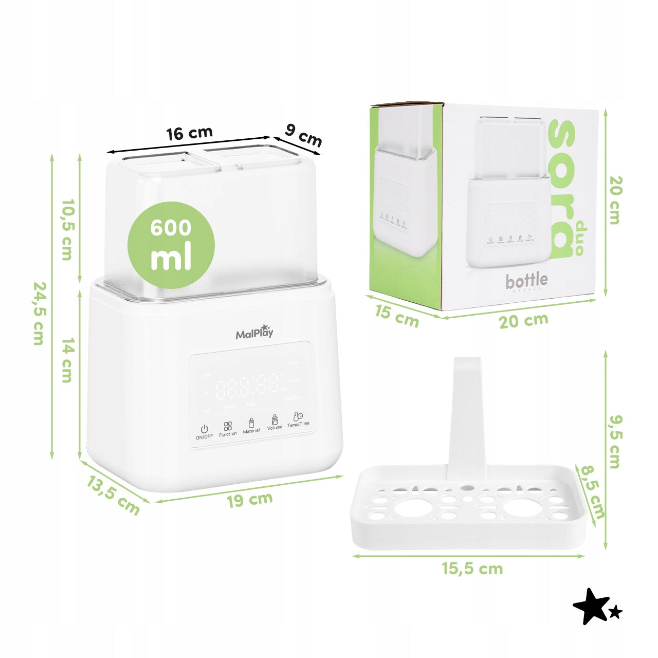 BOTTLE WARMER DOUBLE 5IN1 STERILIZER DEFROSTING MEALS 230W Medical device no