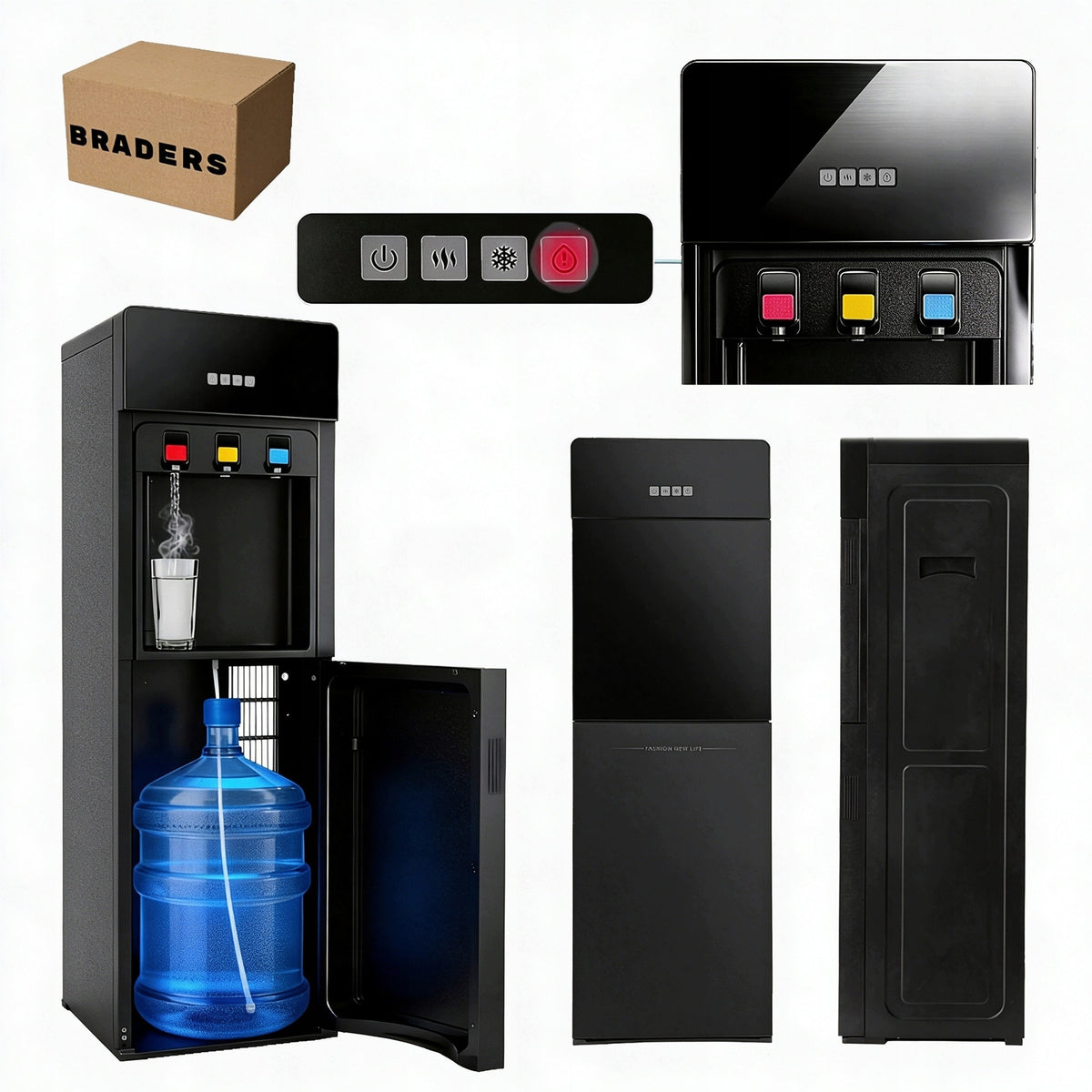 BOTTOM LOADING WATER DISPENSER HOT&COLD WATER DISPENSER BLACK 560W HEATING