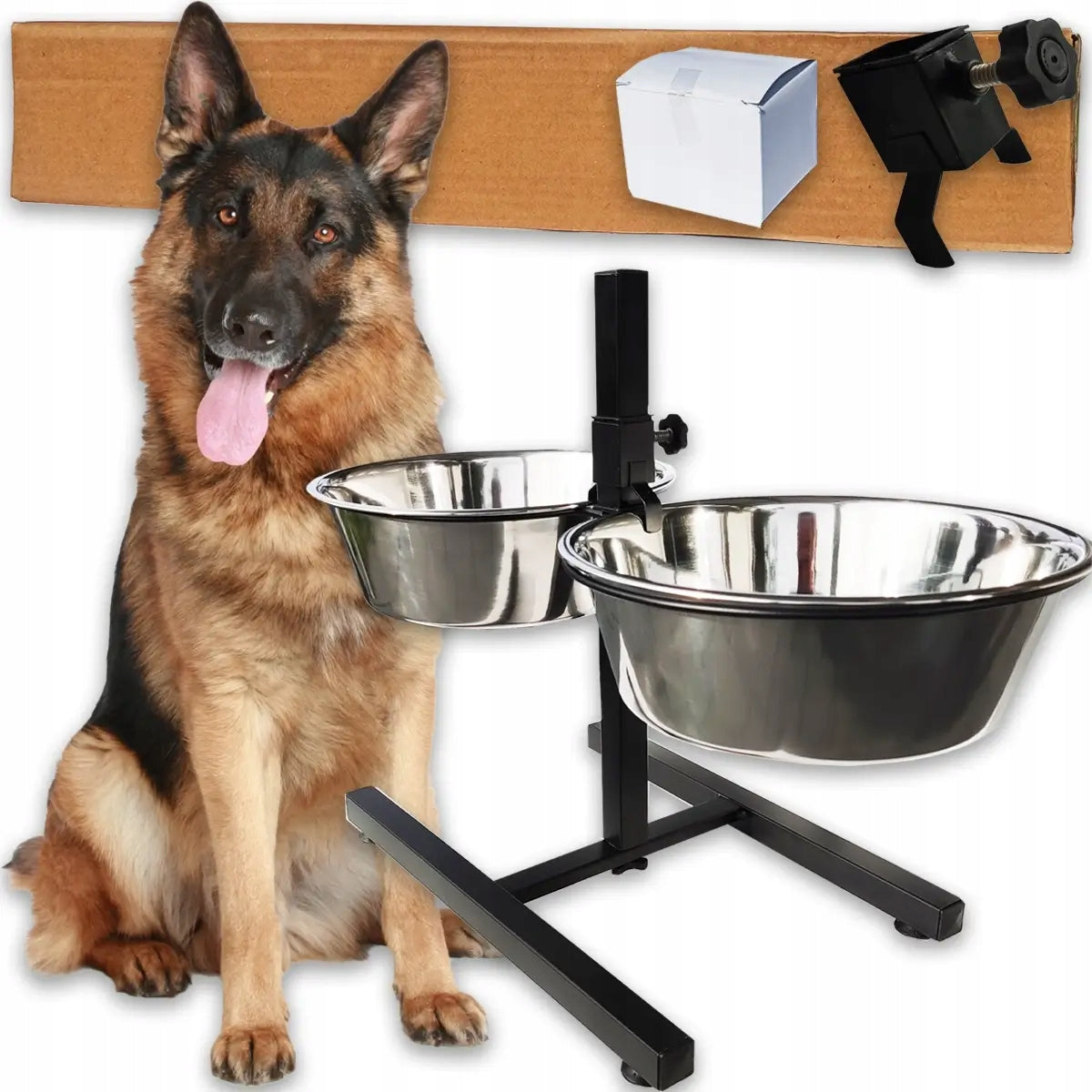 BOWLS for large DOG on ADJUSTABLE STAND 2 x 4,7 L LARGE STAND steel