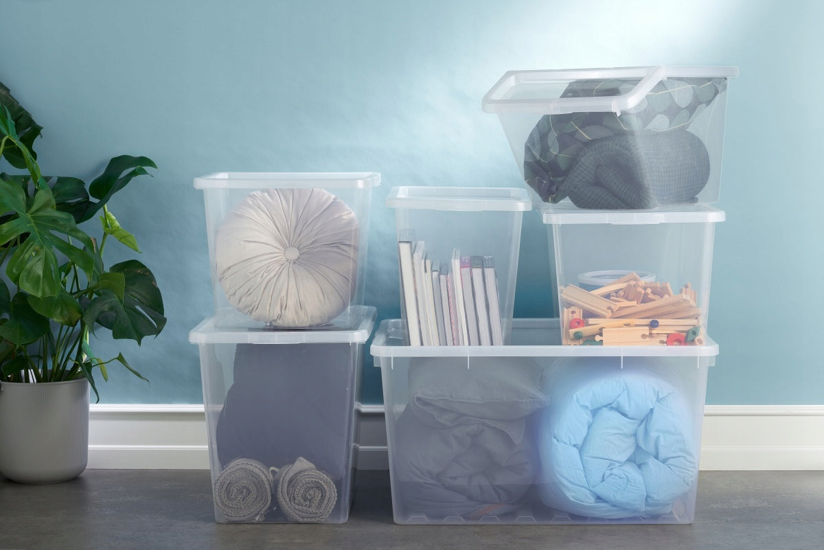 BOX PLASTIC CONTAINER TRANSPARENT 31L with LID 34,7x42,5x33 CM Manufacturer code 22970800