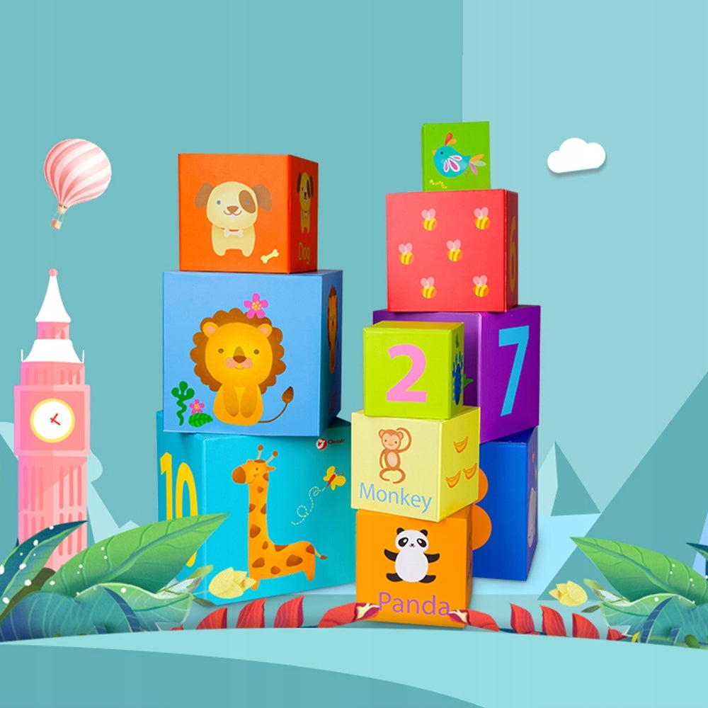 BOXES BLOCKS PUZZLE TOWER PYRAMID FOR CHILDREN EDUCATIONAL TOY Packaging status original