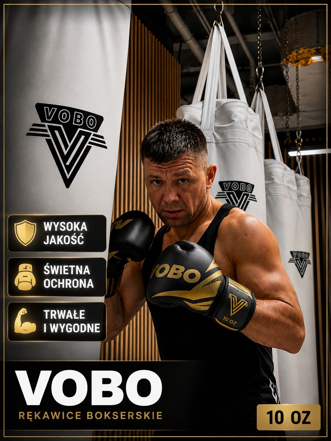 BOXING GLOVES 10 oz UNIVERSAL SPARRING BOXING KICKBOXING VOBO 10 oz Packaging status original