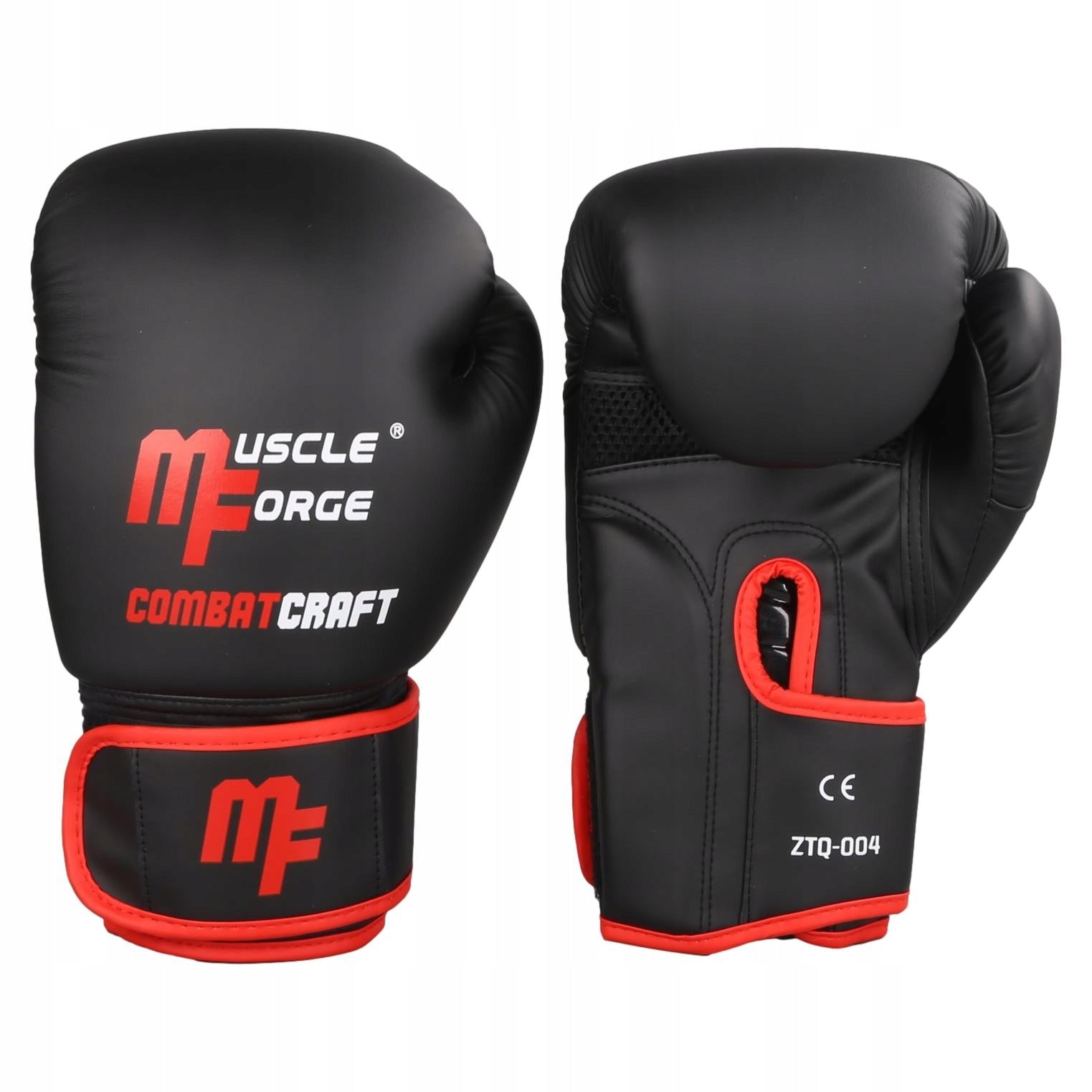 BOXING GLOVES 12 oz TRAINING SPARRING BLACK MATTE MuscleForge