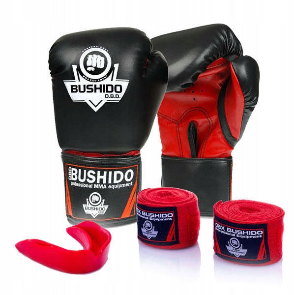 BOXING GLOVES TRAINING 10 oz WRAPS JAW PROTECTOR SET