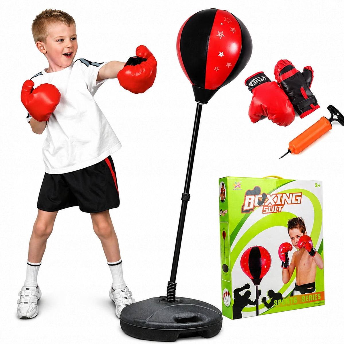 BOXING SET FOR CHILDREN PEAR ON STAND GLOVES PUNCHING BAG Manufacturer code 78282