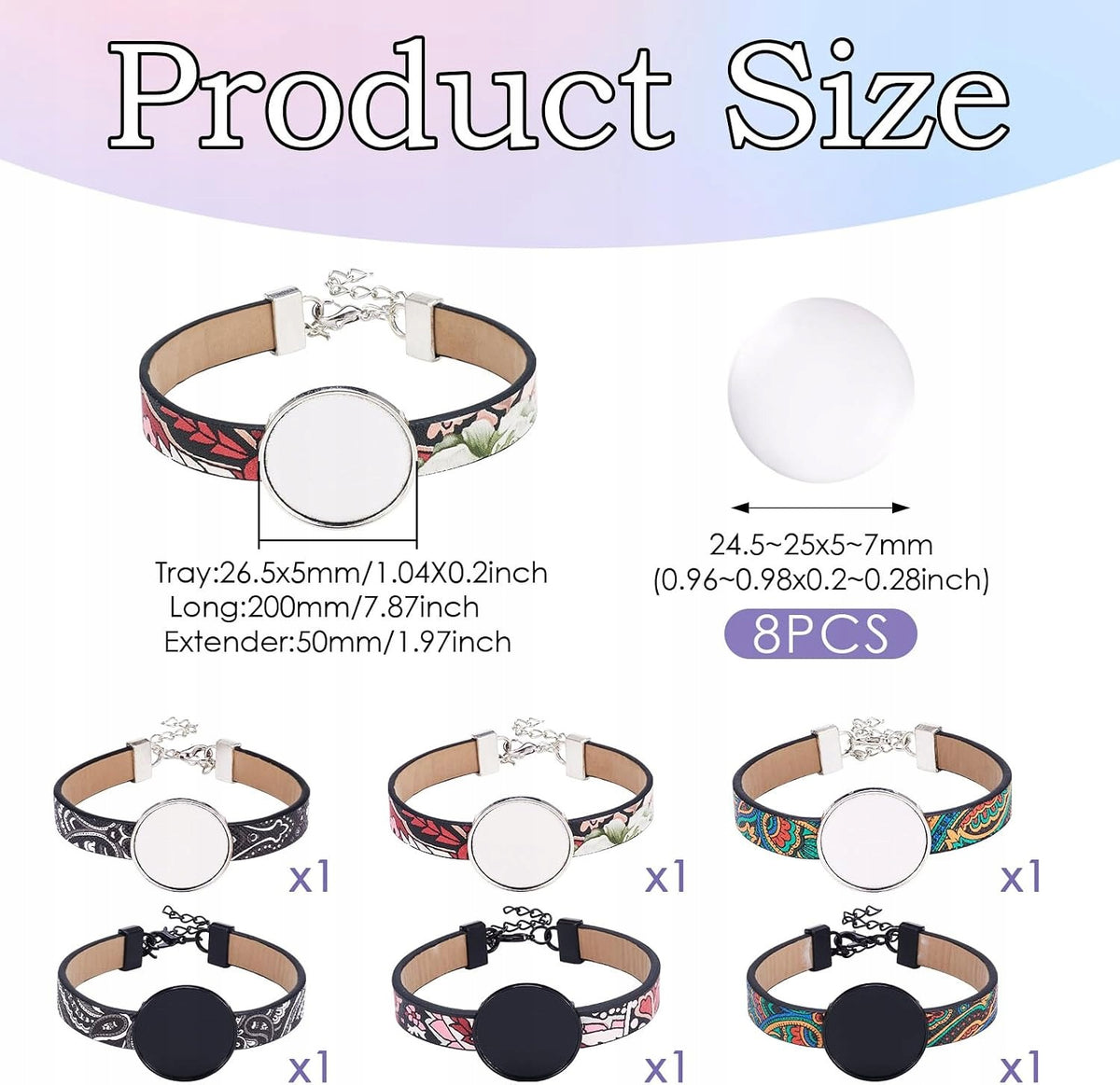 BRACELETS SET OF 6 PCS PU LEATHER ADJUSTABLE CABOCHON ÓW DIY JEWELRY Manufacturer code 5908182731079