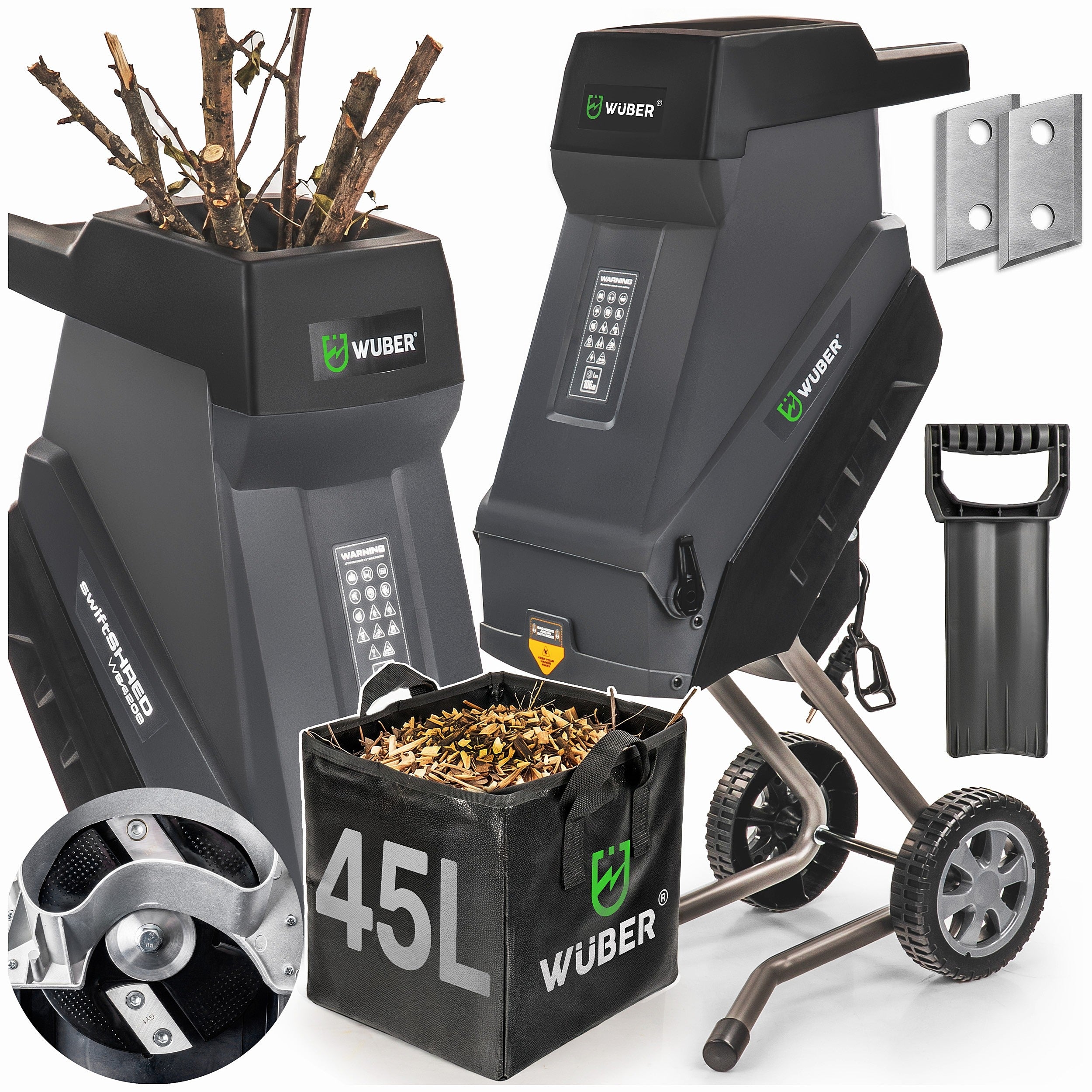 BRANCH SHREDDER KNIFE CHIPPER POWERFUL 4200RPM ELECTRIC