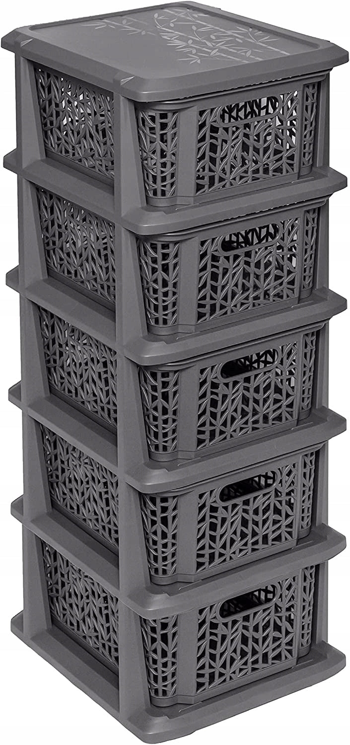 BRANQ - Bathroom shelving rattan chest of drawers 5x drawer