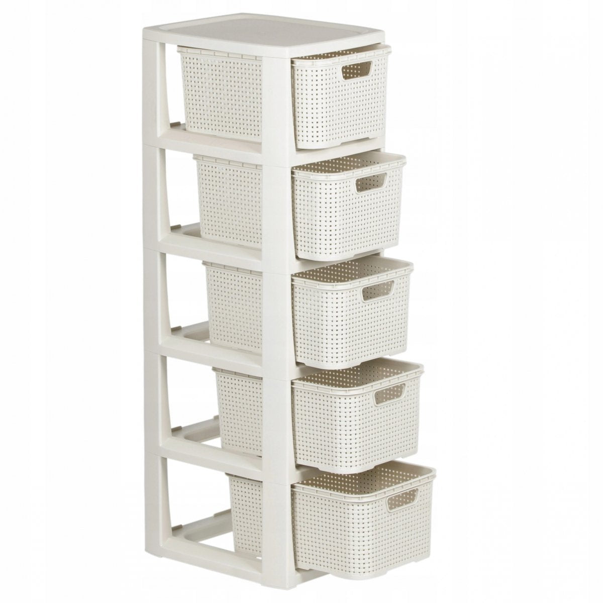 BRANQ - Bathroom shelving unit - Rattan - 5x baskets - chest of drawers post cabinet