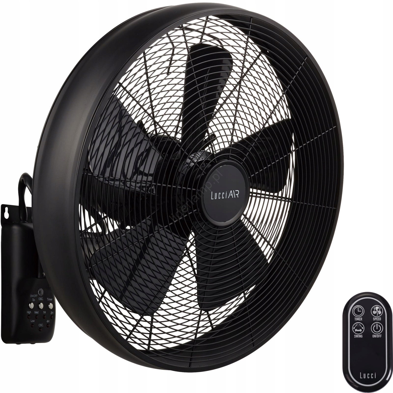BREEZE Wall Fan Black - 50W | Remote Control Timer, Oscillation Mode