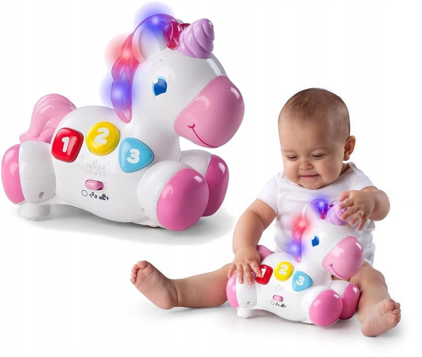 BRIGHT STARTS INTERACTIVE UNICORN TOY ROCK & GLOW LIGHT SOUNDS