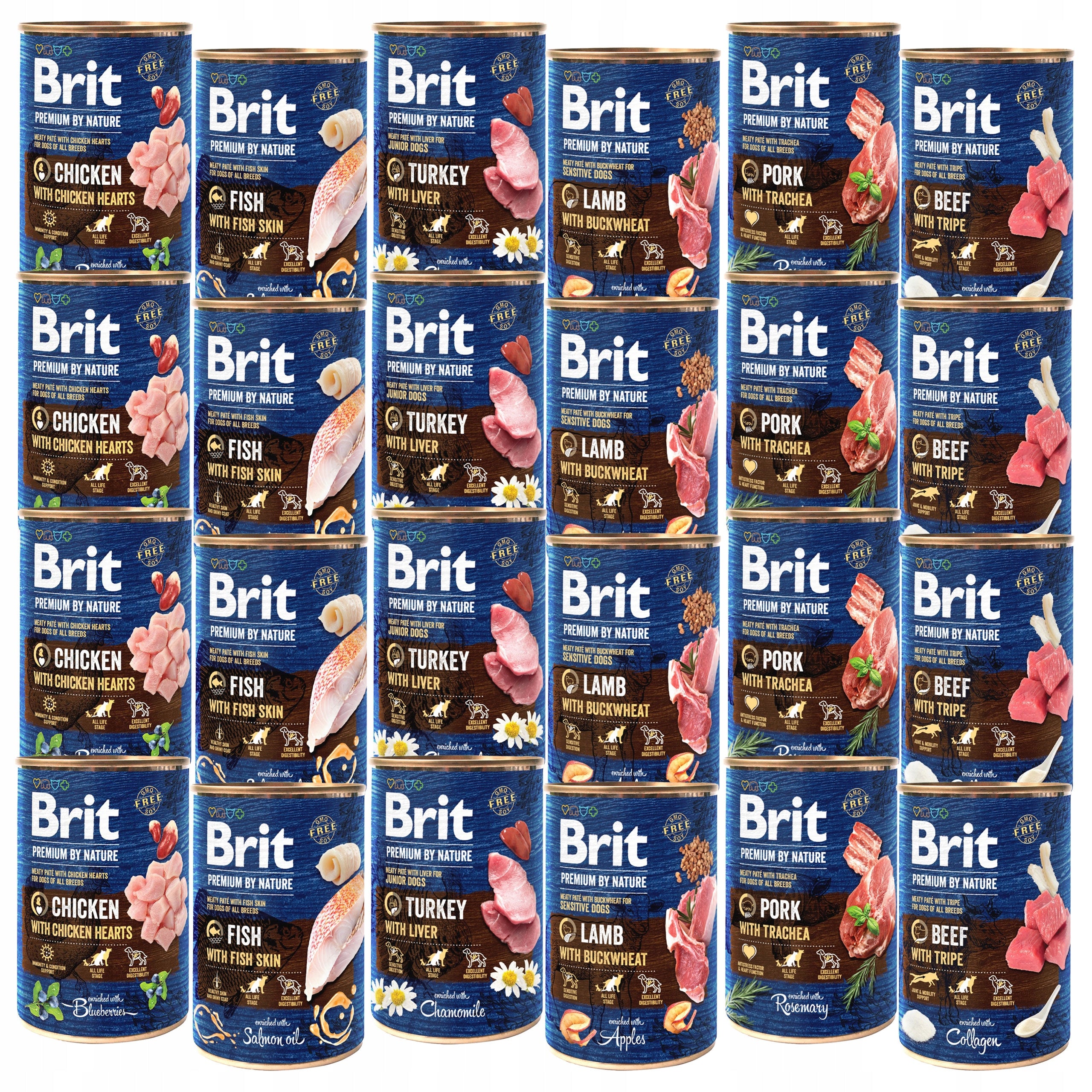 BRIT BY NATURE Wet dog food mix of flavors 24 x 400g